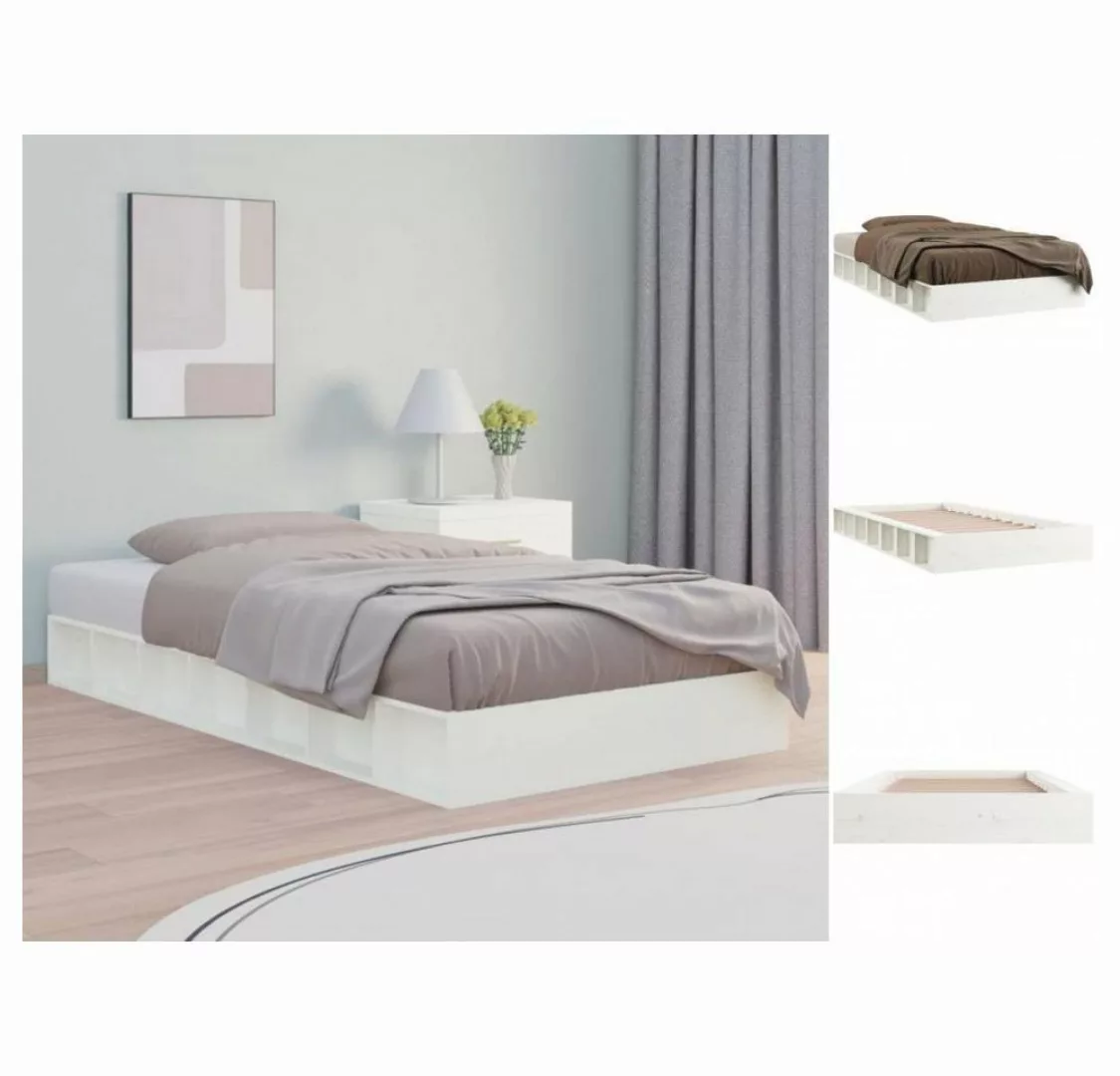 vidaXL Bettgestell Massivholzbett Weiß 135x190 cm 4FT6 Double Bett Bettgest günstig online kaufen
