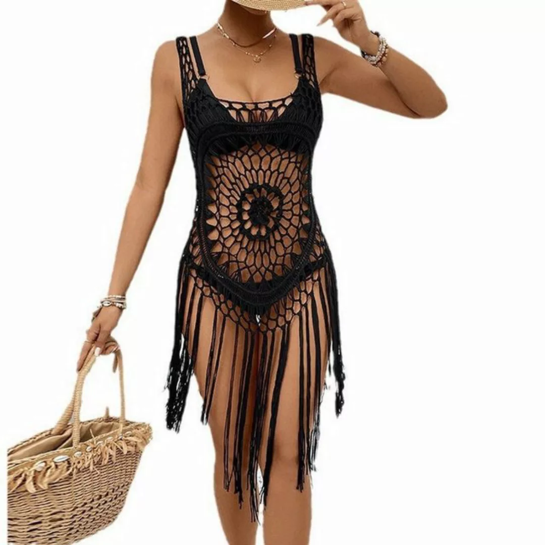 AUKUU Strandkleid Bikini-Überkleid, Strandrock Fransen Spaghettiträger Loch günstig online kaufen