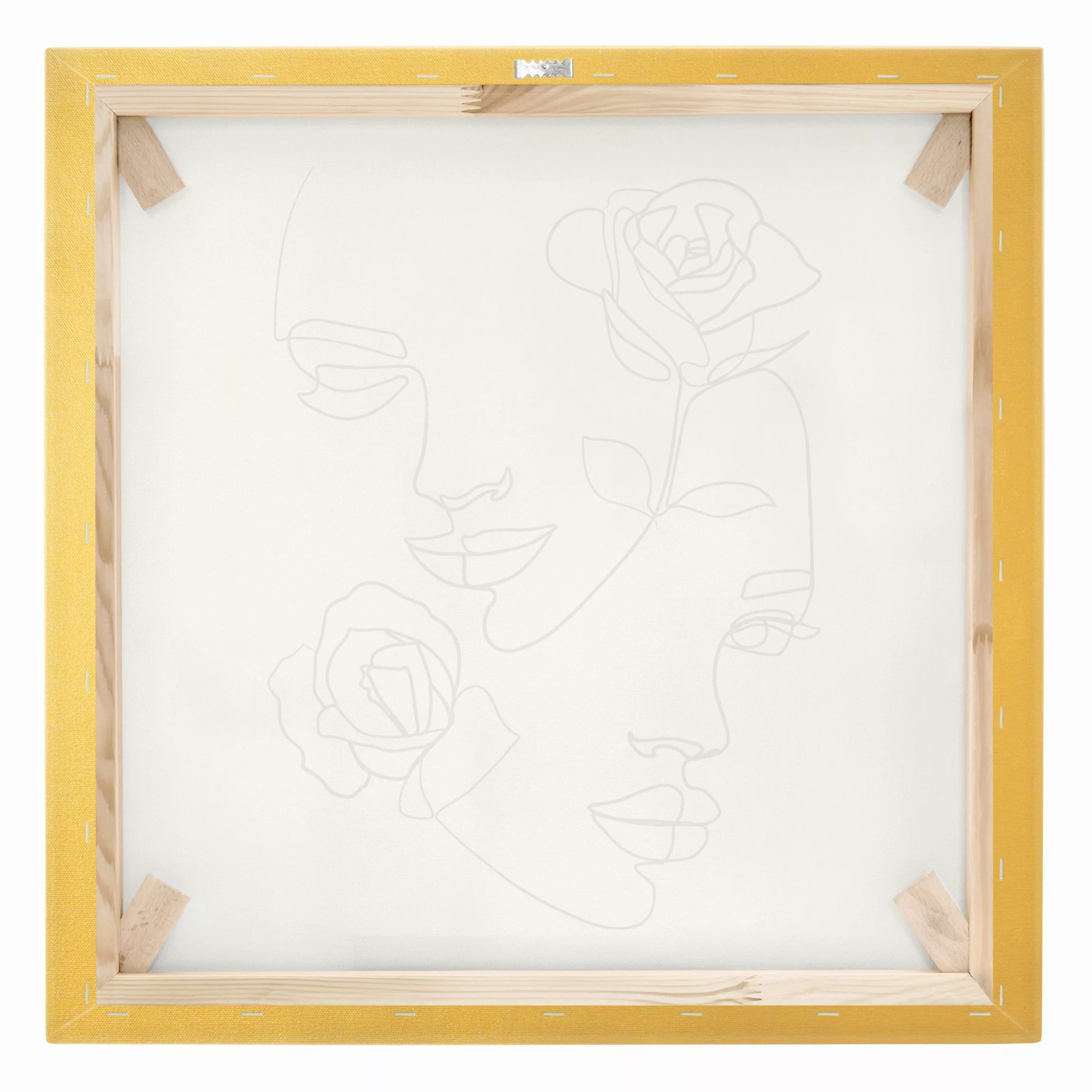 Leinwandbild Line Art Gesichter Frauen Rosen Schwarz Weiß günstig online kaufen