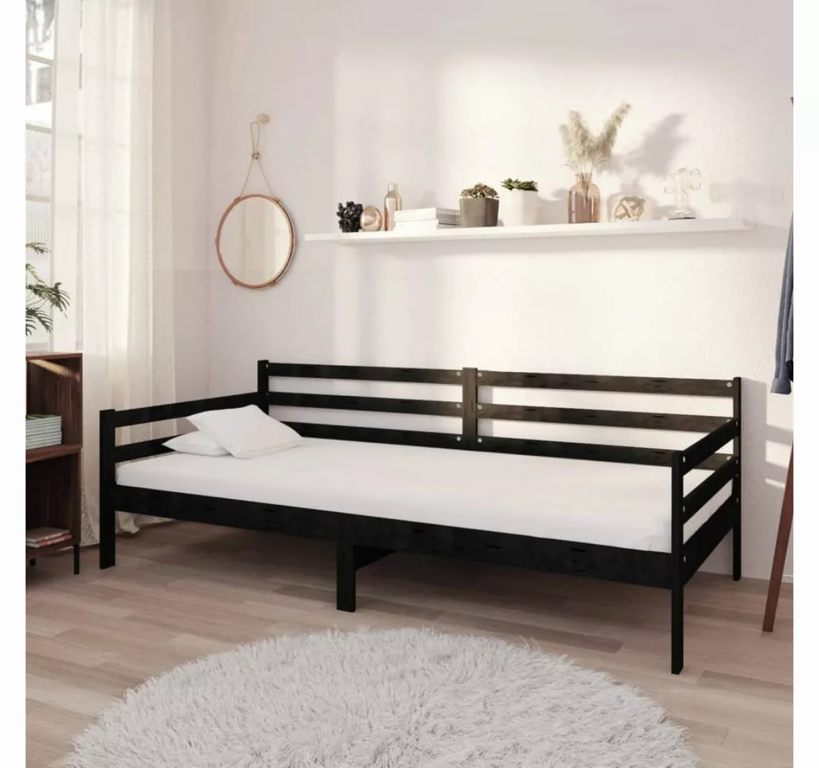 vidaXL Bettgestell Tagesbett Gästebett mit Matratze 90x200 cm Schwarz Massi günstig online kaufen