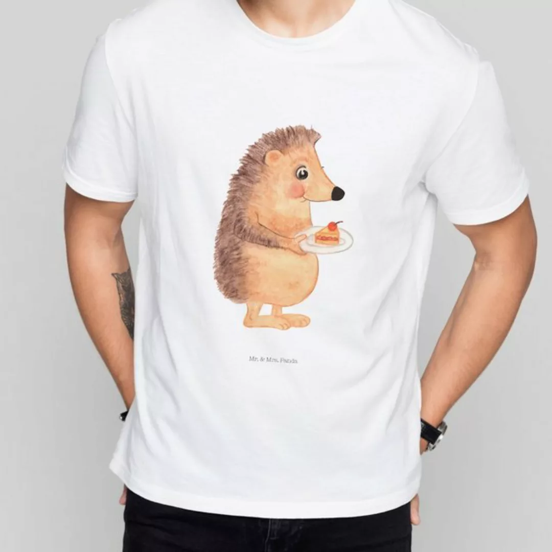 Mr. & Mrs. Panda T-Shirt Igel mit Kuchenstück - Weiß - Geschenk, süße Tierm günstig online kaufen