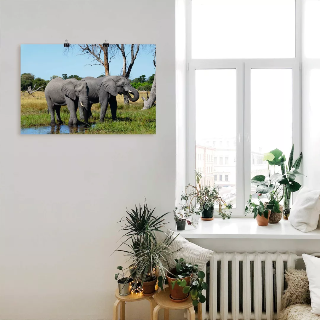 Artland Wandbild "Afrikanische Elefanten", Wildtiere, (1 St.), als Leinwand günstig online kaufen