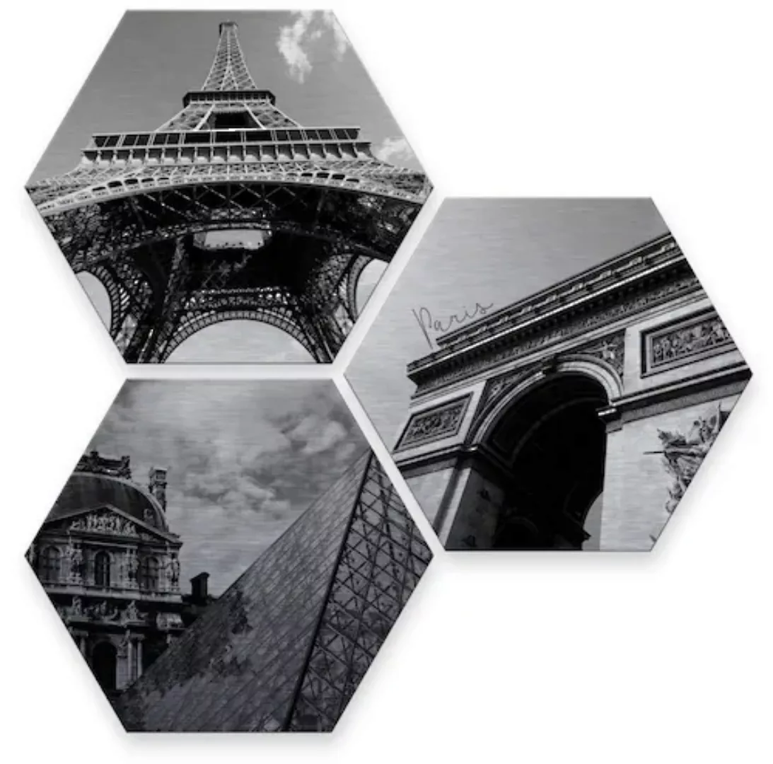 Wall-Art Mehrteilige Bilder "Silbereffekt Impression of Paris", Schriftzug, günstig online kaufen