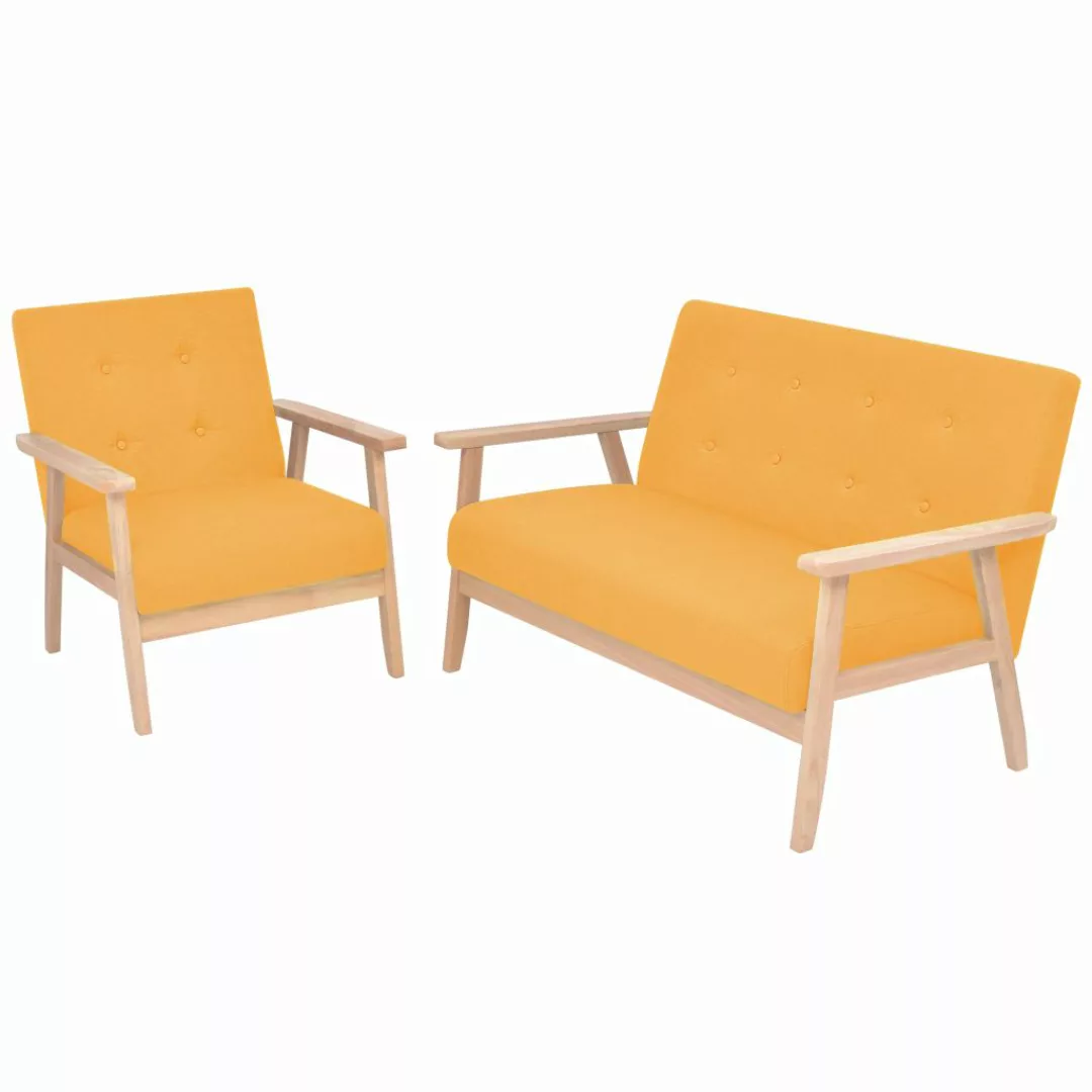 Sofa-set 2-tlg. Stoff Gelb günstig online kaufen