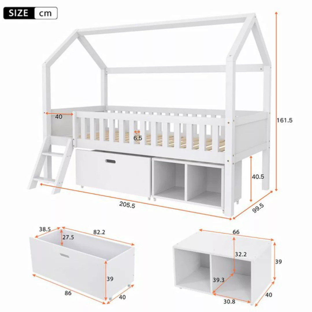 Sweiko Kinderbett (Jugendbett mit Schubladen und Ablagefächern Geeignet, Ha günstig online kaufen