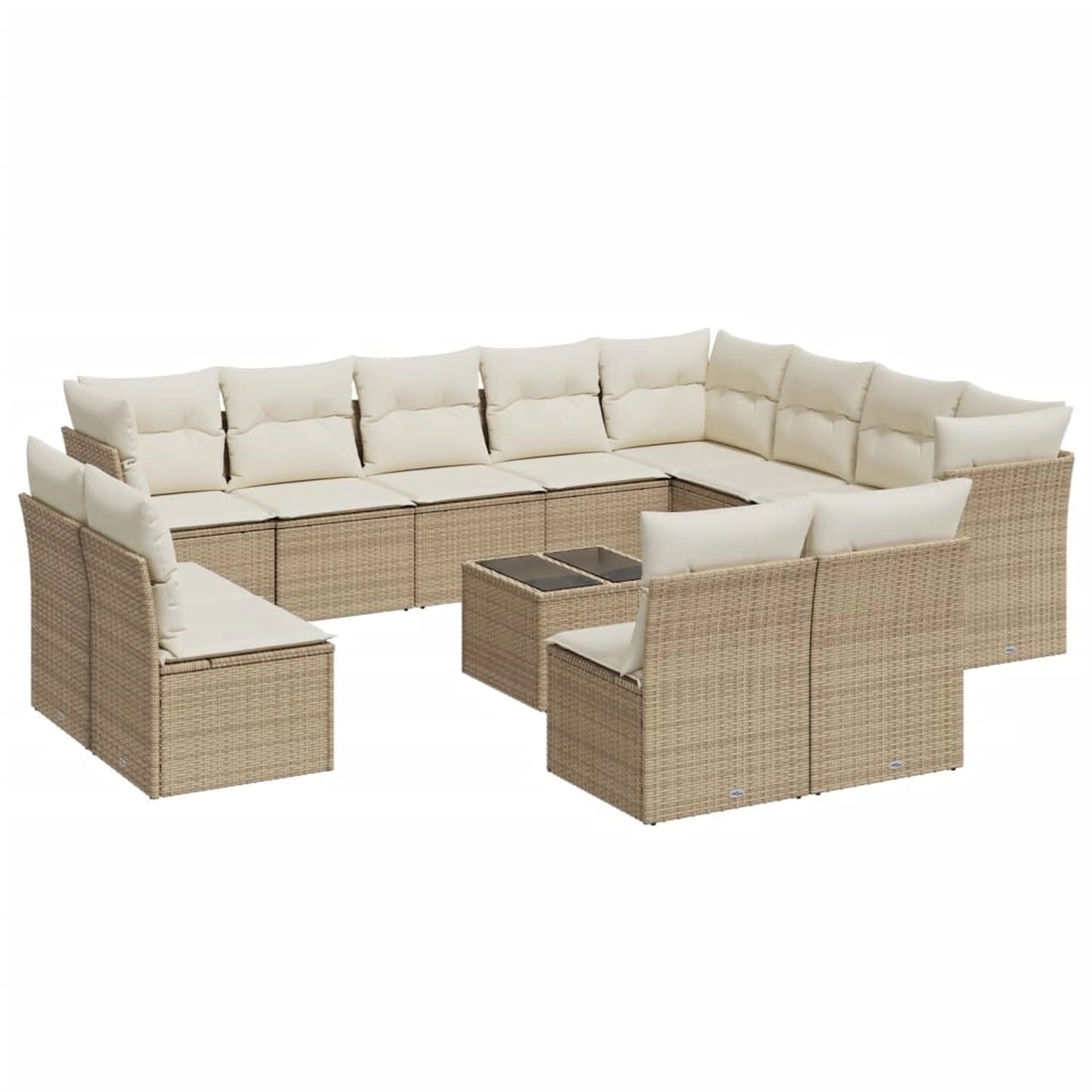 vidaXL 13-Tlg Garten-Sofagarnitur mit Kissen Beige Poly Rattan 3218478 günstig online kaufen
