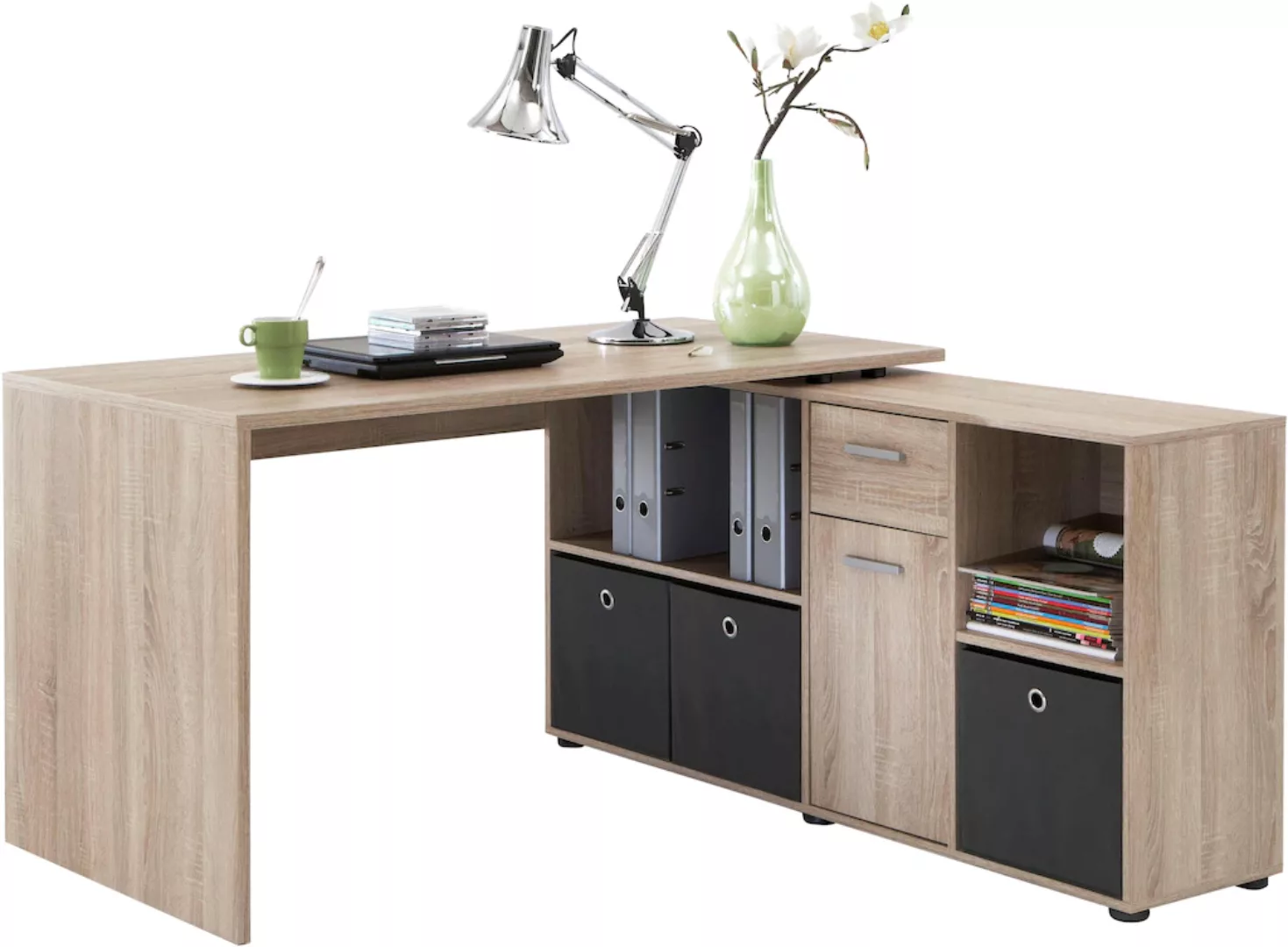 FMD Eckschreibtisch "Lex, Schreibtisch / Sideboard,", variabel montierbar, günstig online kaufen