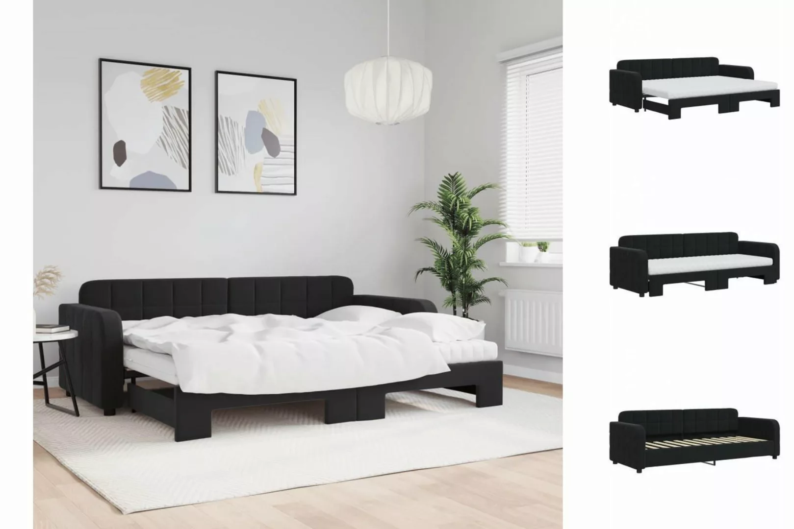 vidaXL Gästebett Gästebett Tagesbett Ausziehbar mit Matratzen Schwarz 80x20 günstig online kaufen