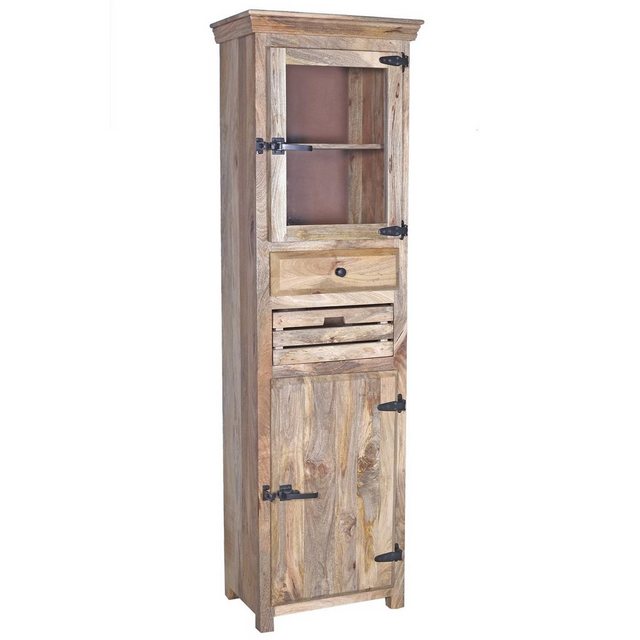 baario Mehrzweckschrank Hochschrank STONE 60cm breit Vintage Vitrine massiv günstig online kaufen