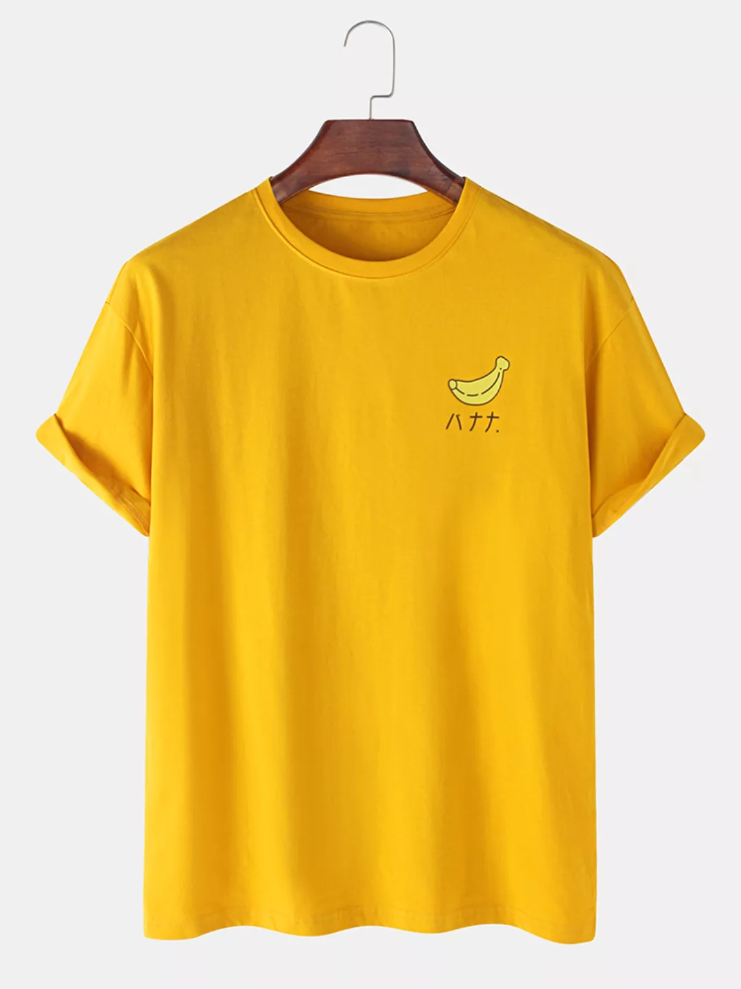 Herren 100% Baumwolle Banane gedruckt Rundhals lässig Kurzarm T-Shirts günstig online kaufen