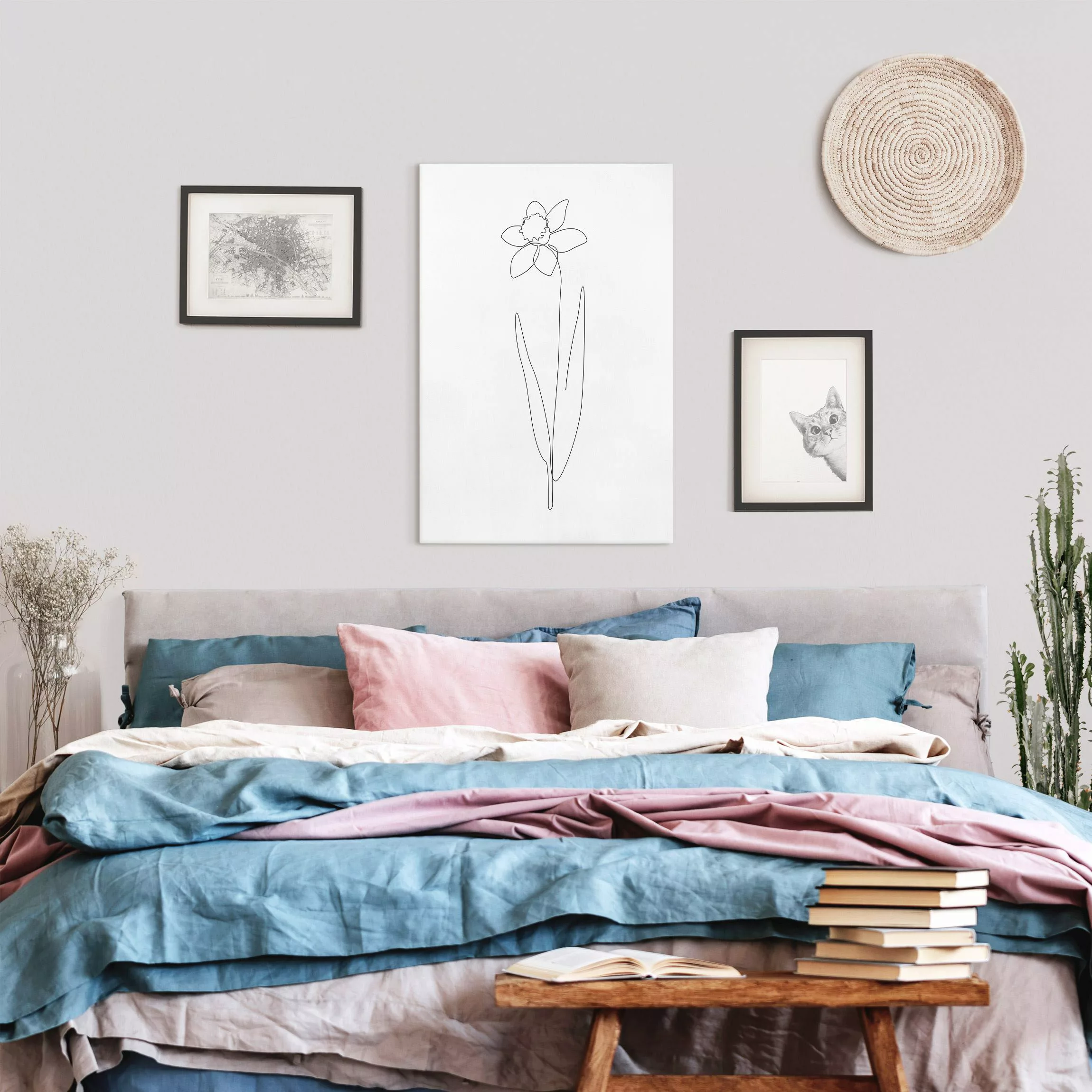 Leinwandbild Line Art Blumen - Narzisse günstig online kaufen