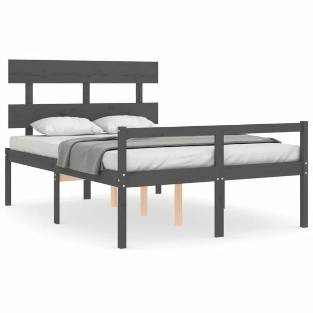 vidaXL Bett Seniorenbett mit Kopfteil Grau Massivholz günstig online kaufen