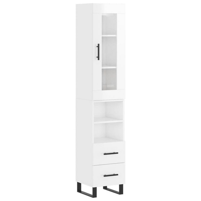 vidaXL Vitrine Highboard Hochglanz-Weiß 34,5x34x180 cm Spanplatte Glas Vitr günstig online kaufen