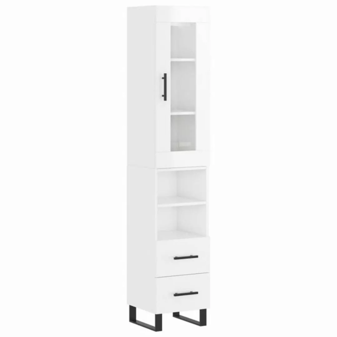 vidaXL Vitrine Highboard Hochglanz-Weiß 34,5x34x180 cm Spanplatte Glas Vitr günstig online kaufen