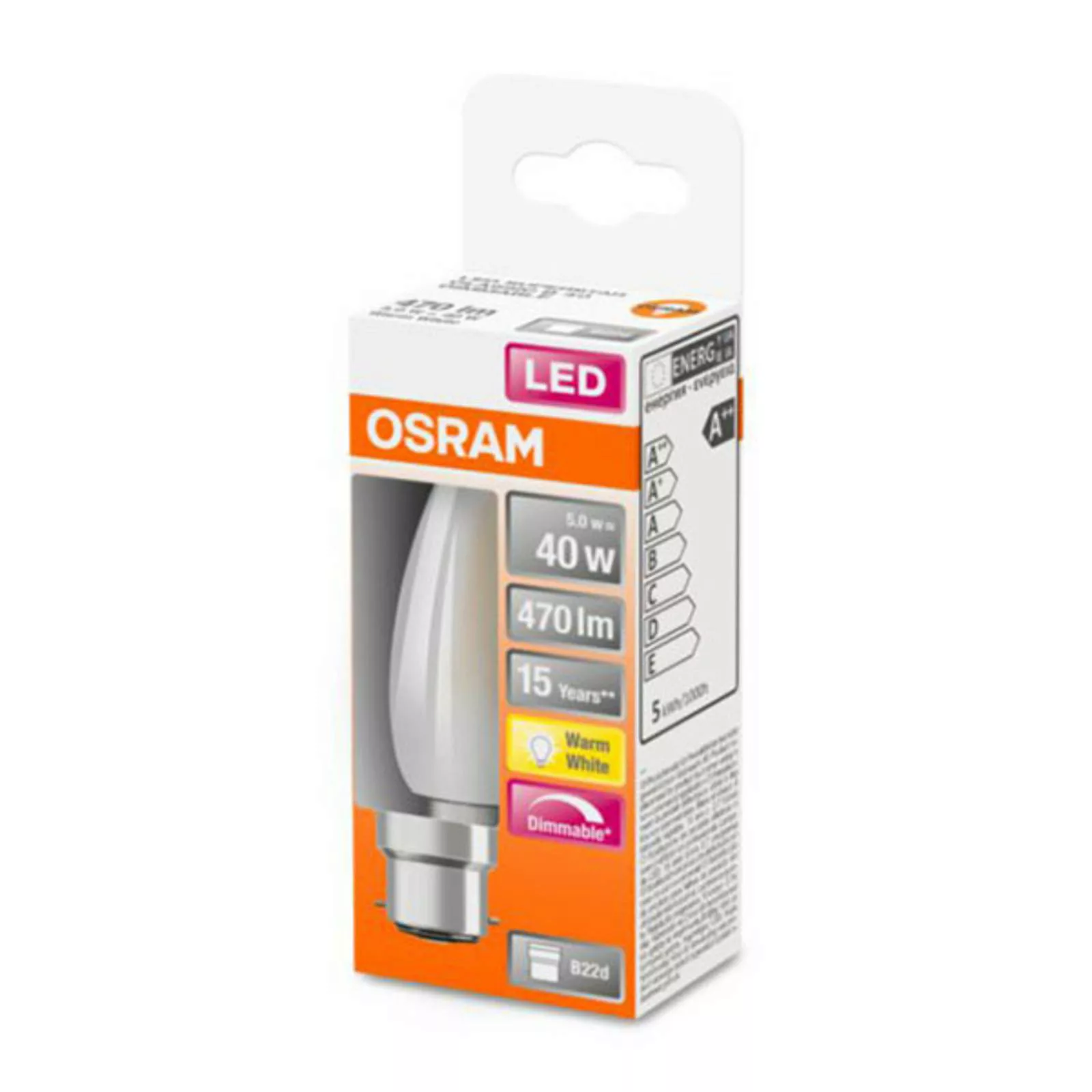 LED-Kerzenlampe B22d 5W 2.700K matt dimmbar günstig online kaufen