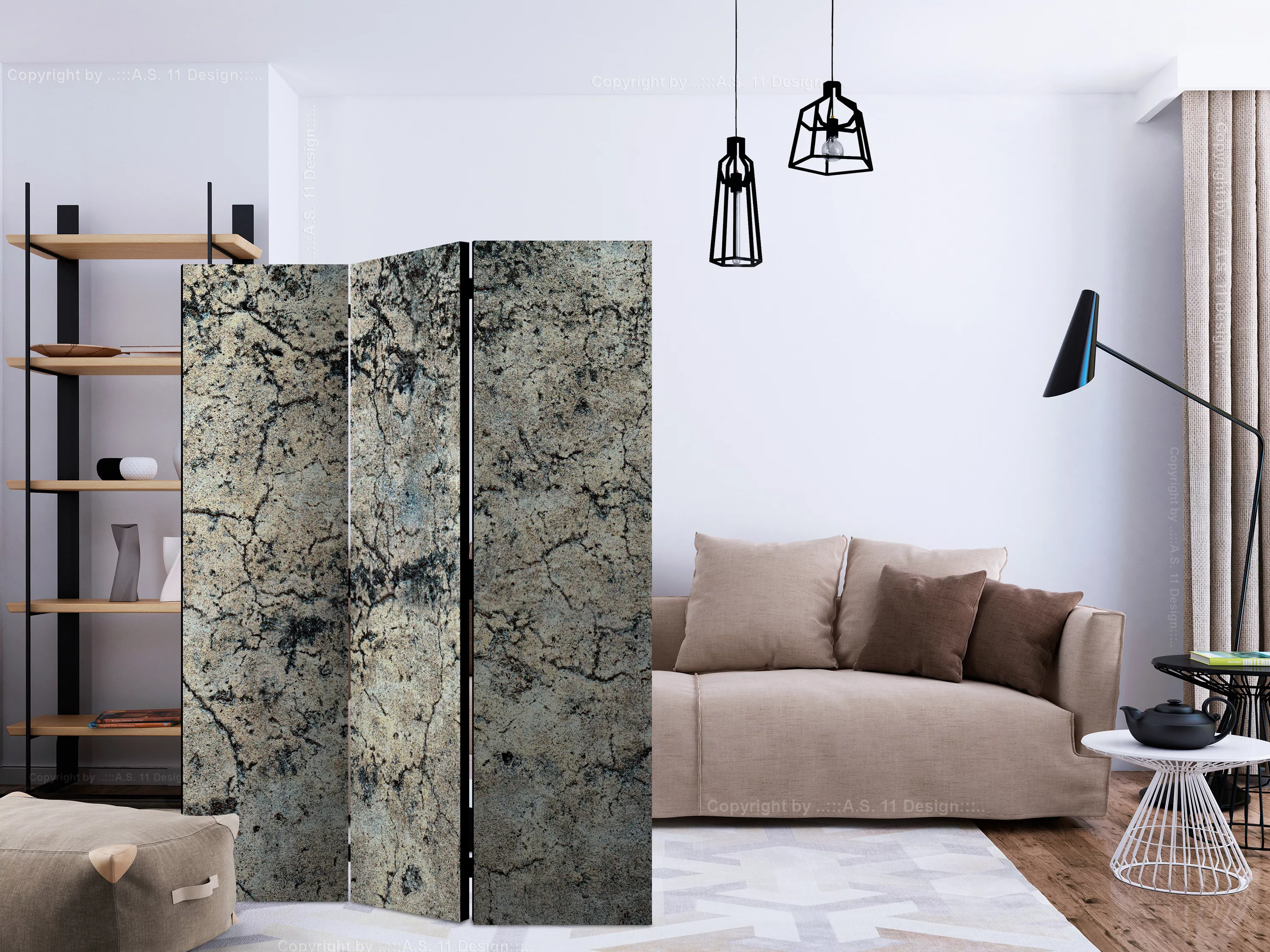 3-teiliges Paravent - Cracked Stone [room Dividers] günstig online kaufen