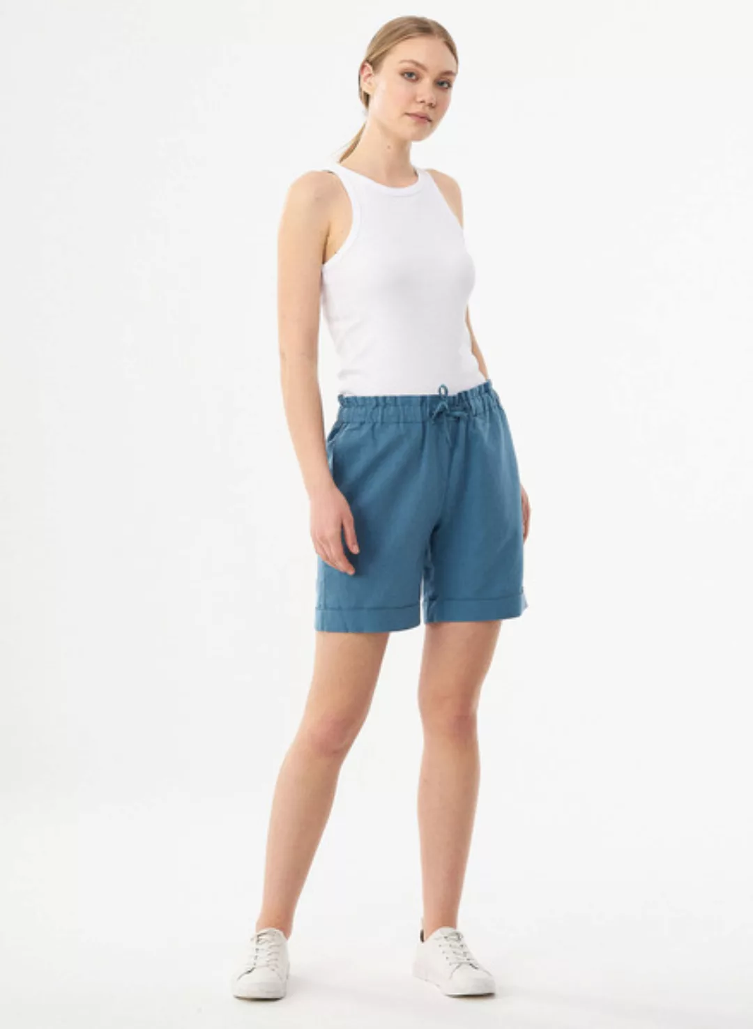 Paperbag-shorts Aus Leinengemisch günstig online kaufen