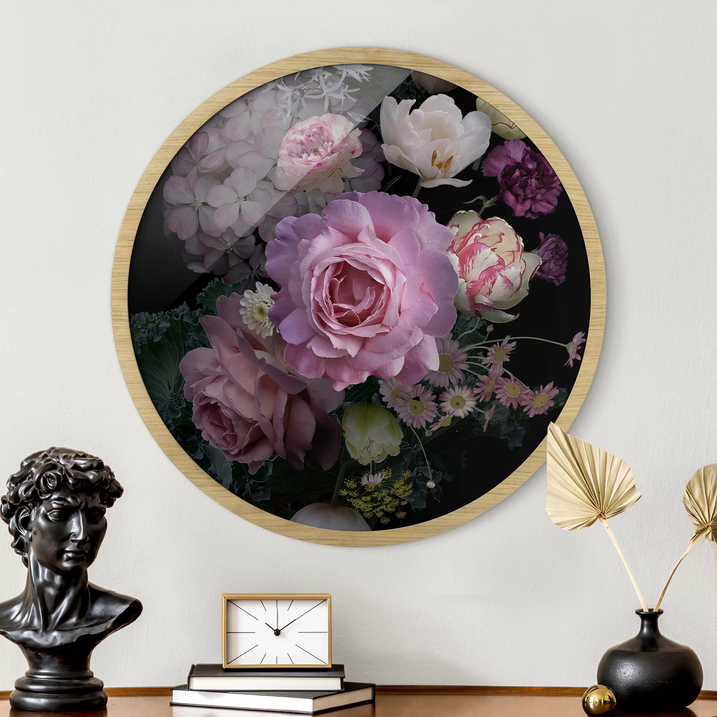 Rundes Gerahmtes Bild Rosentraum Bouquet günstig online kaufen
