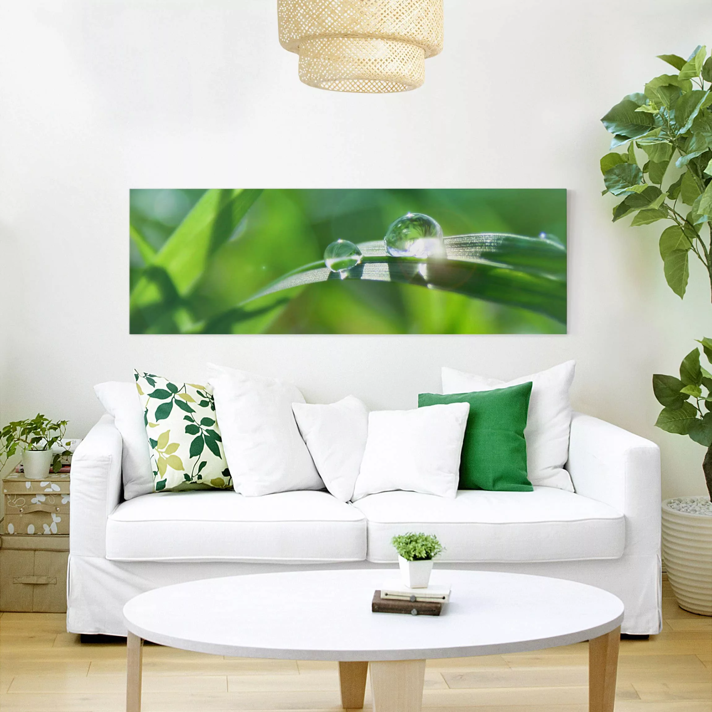 Leinwandbild Blumen - Panorama Green Ambiance II günstig online kaufen