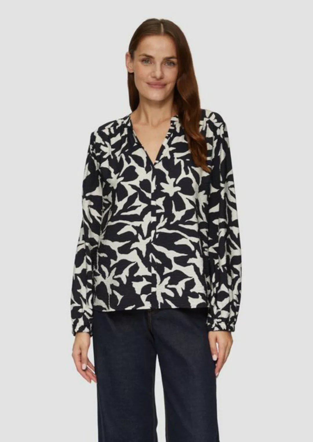 s.Oliver Langarmbluse Strukturierte Viskose-Bluse mit All-over-Print Artwor günstig online kaufen