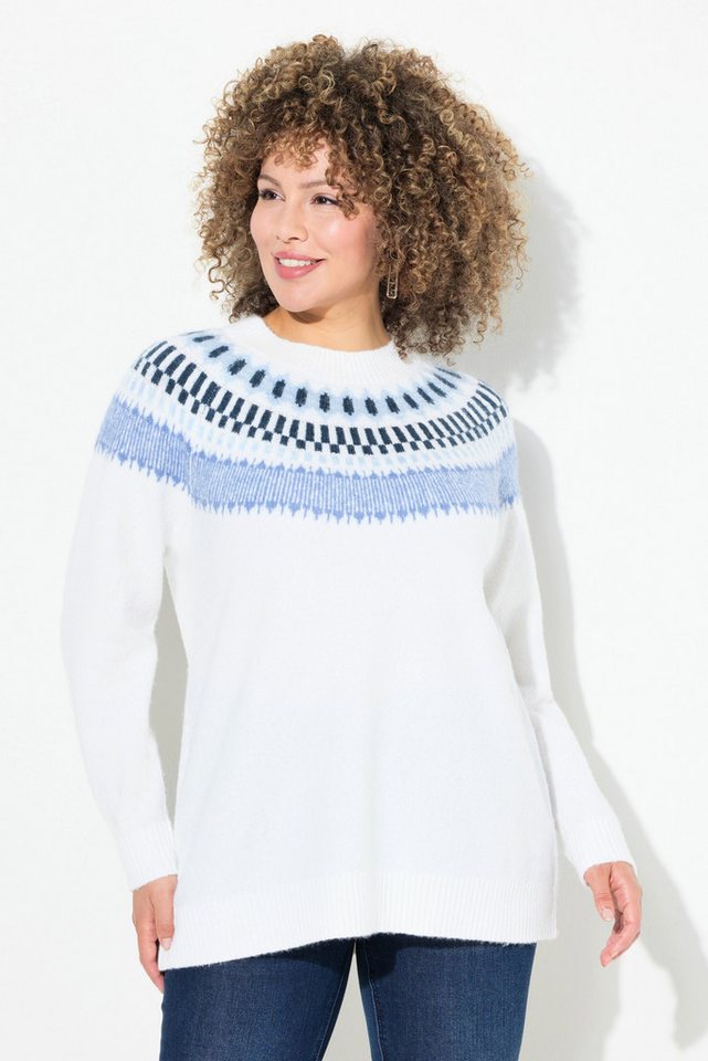 Ulla Popken Strickpullover Norweger-Pullover Rundhals Langarm günstig online kaufen