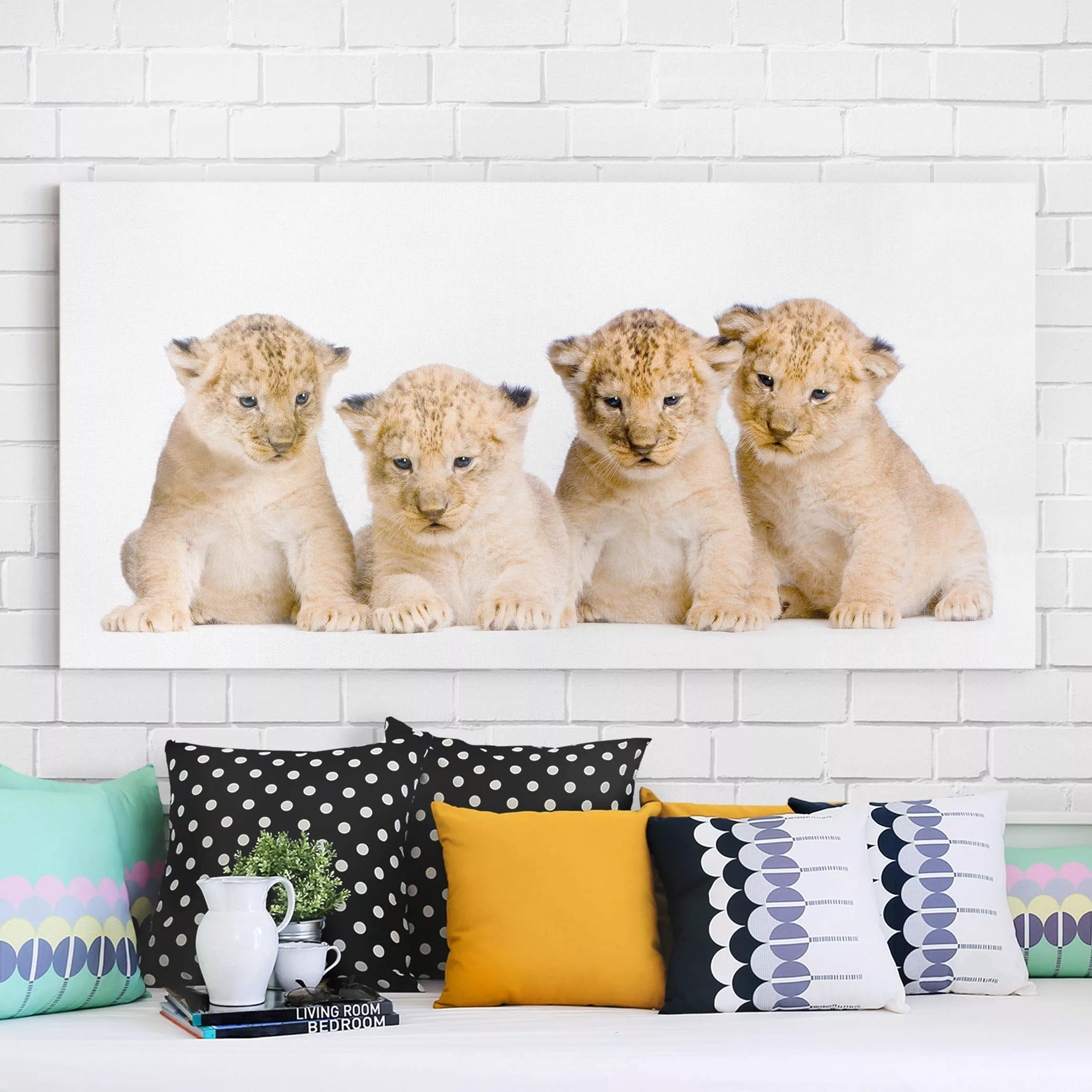 Leinwandbild Tiere - Querformat Sweet Lion Babys günstig online kaufen