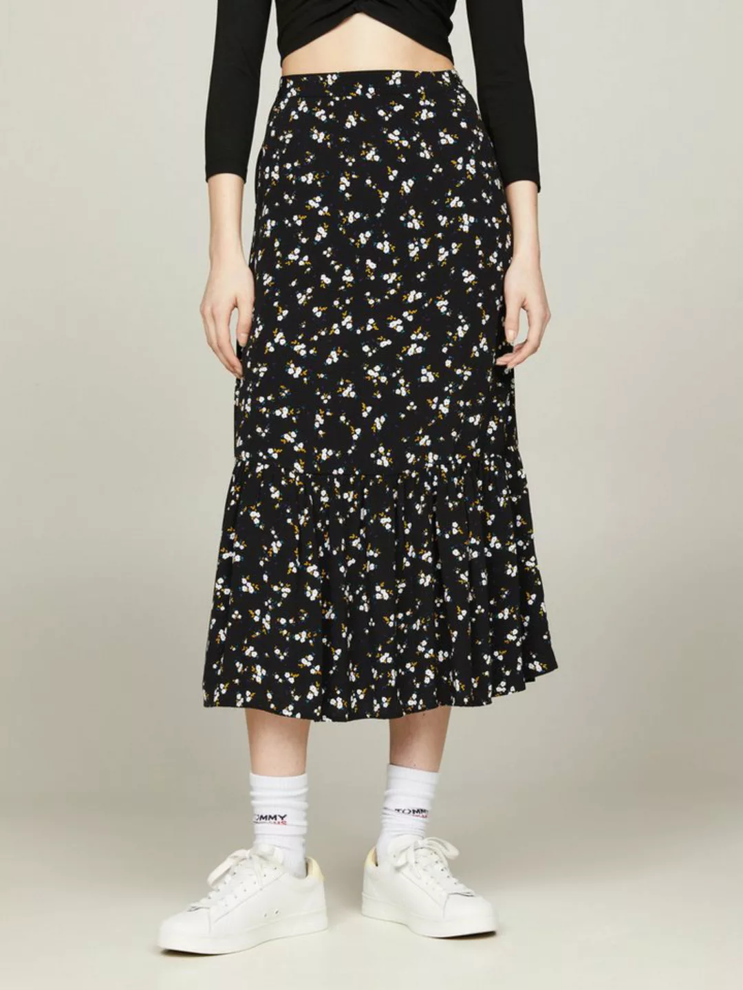 Tommy Jeans A-Linien-Rock TJW FLORAL RUFFLE MIDI SKIRT EXT Webrock Mit Tomm günstig online kaufen