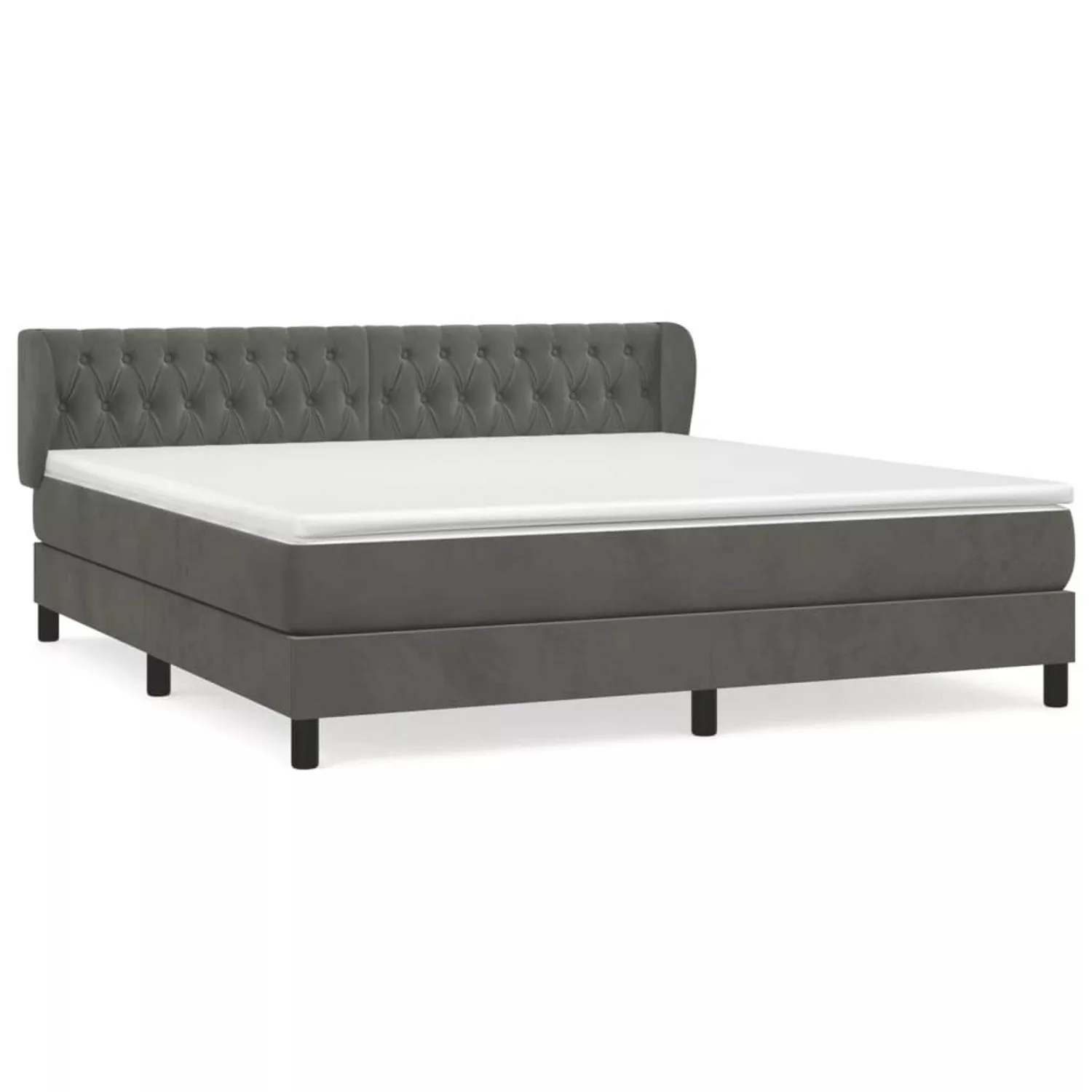 vidaXL Boxspringbett mit Matratze Dunkelgrau 180x200 cm Samt1399654 günstig online kaufen