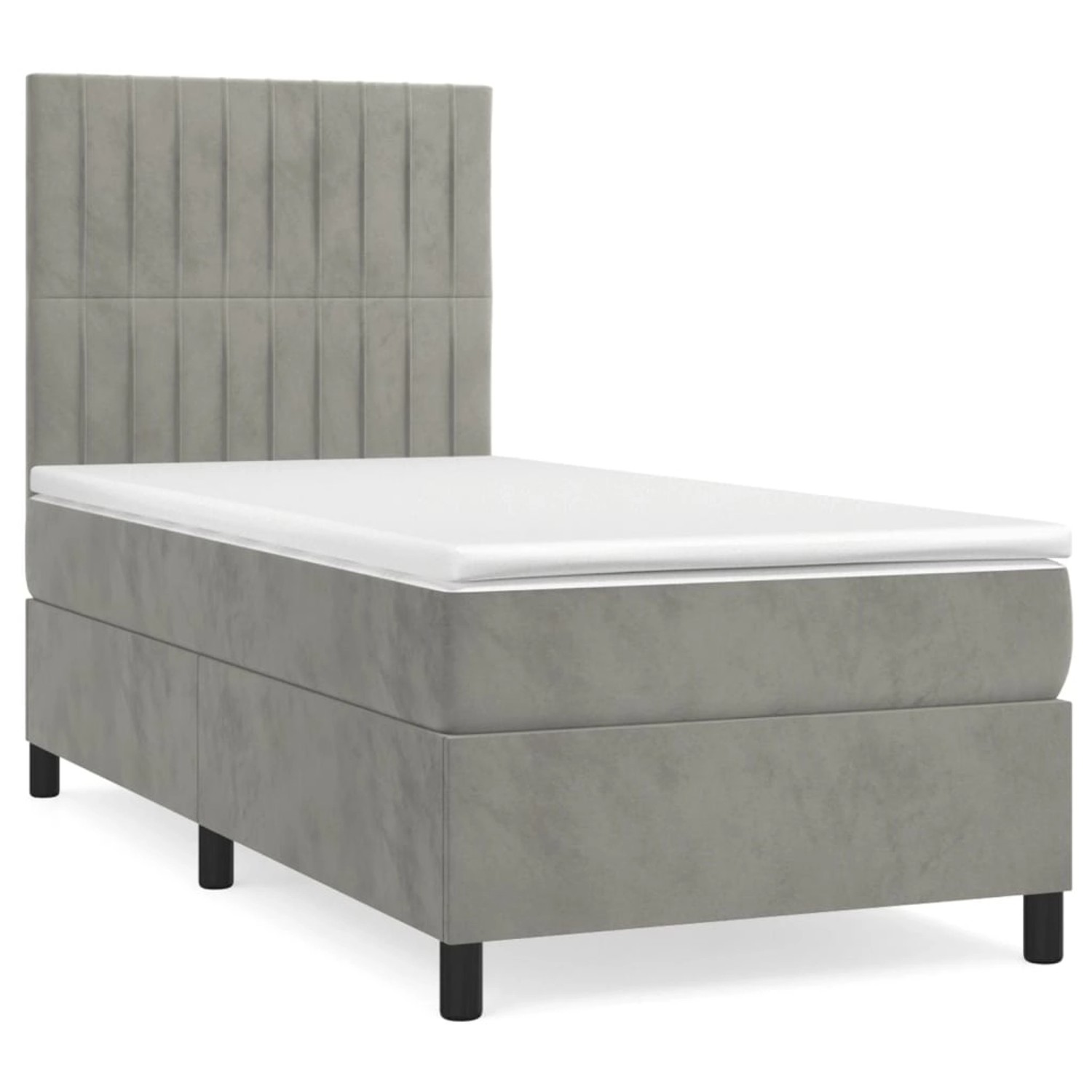 vidaXL Boxspringbett mit Matratze Hellgrau 90x200 cm Samt1350137 günstig online kaufen