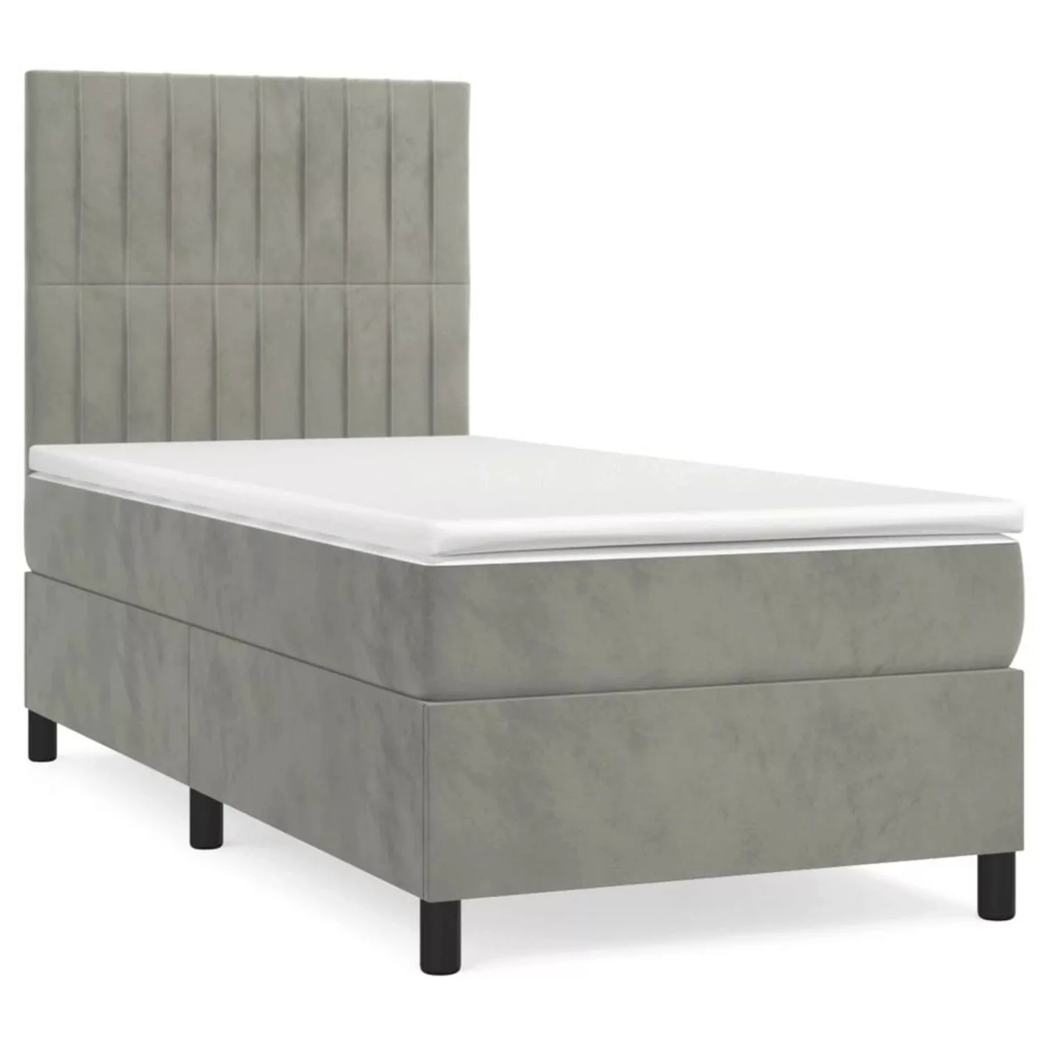 vidaXL Boxspringbett mit Matratze Hellgrau 90x200 cm Samt1350137 günstig online kaufen