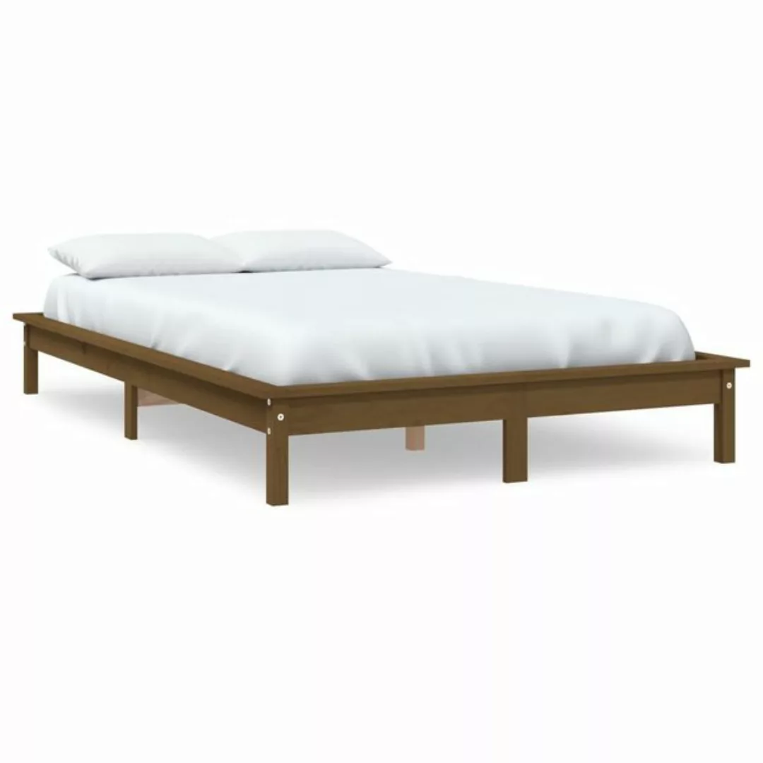 furnicato Bett Massivholzbett Honigbraun 140x190 cm Kiefer günstig online kaufen