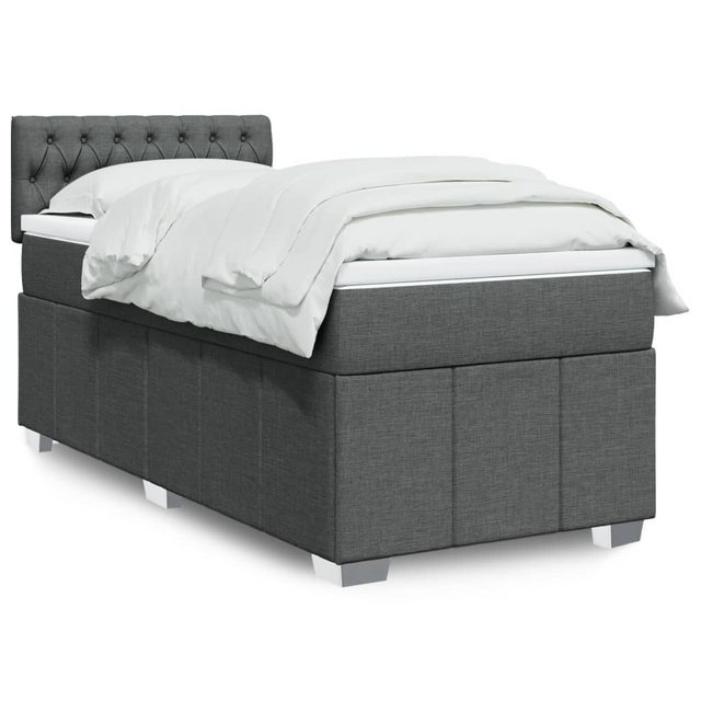 vidaXL Bettgestell Boxspringbett mit Matratze Dunkelgrau 90x200 cm Stoff Be günstig online kaufen