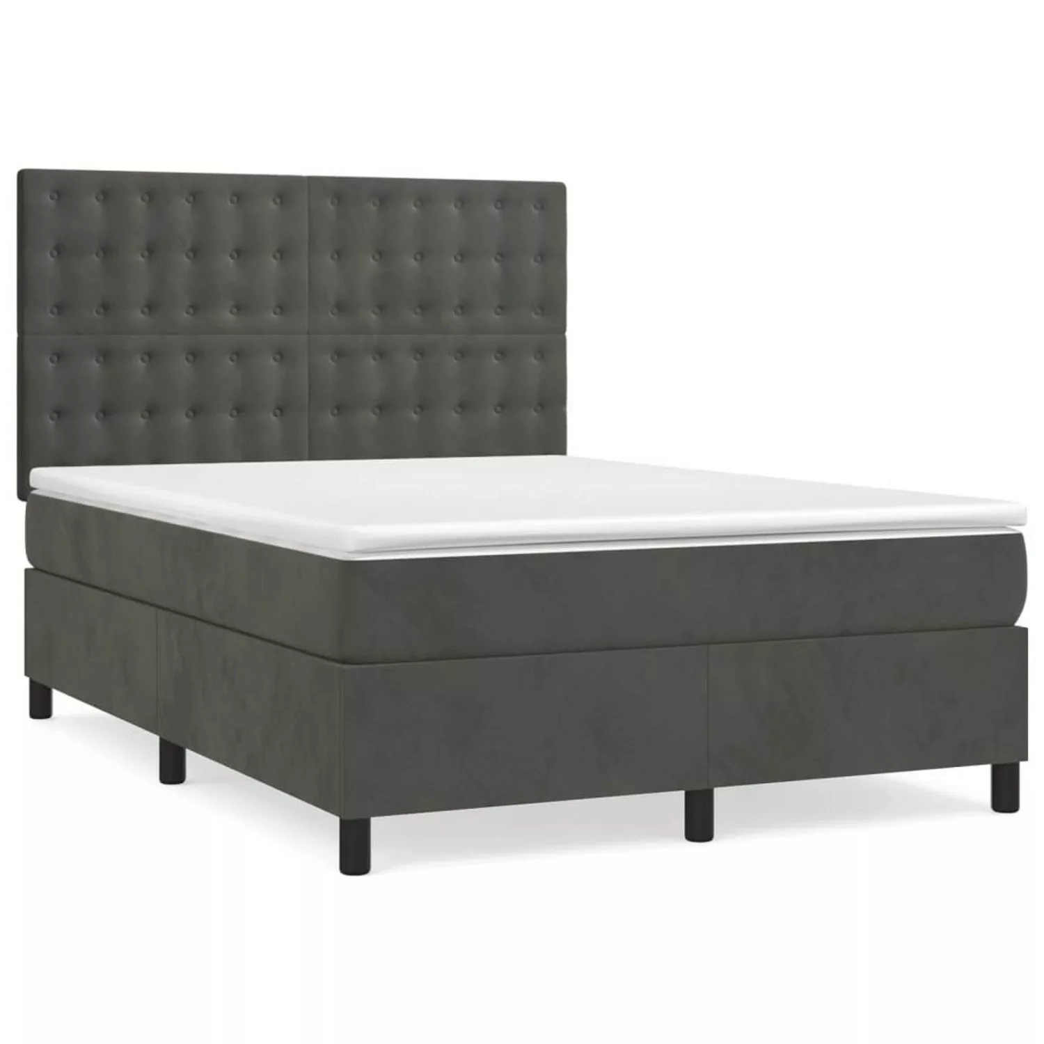 vidaXL Boxspringbett mit Matratze Dunkelgrau 140x190 cm Samt1399772 günstig online kaufen