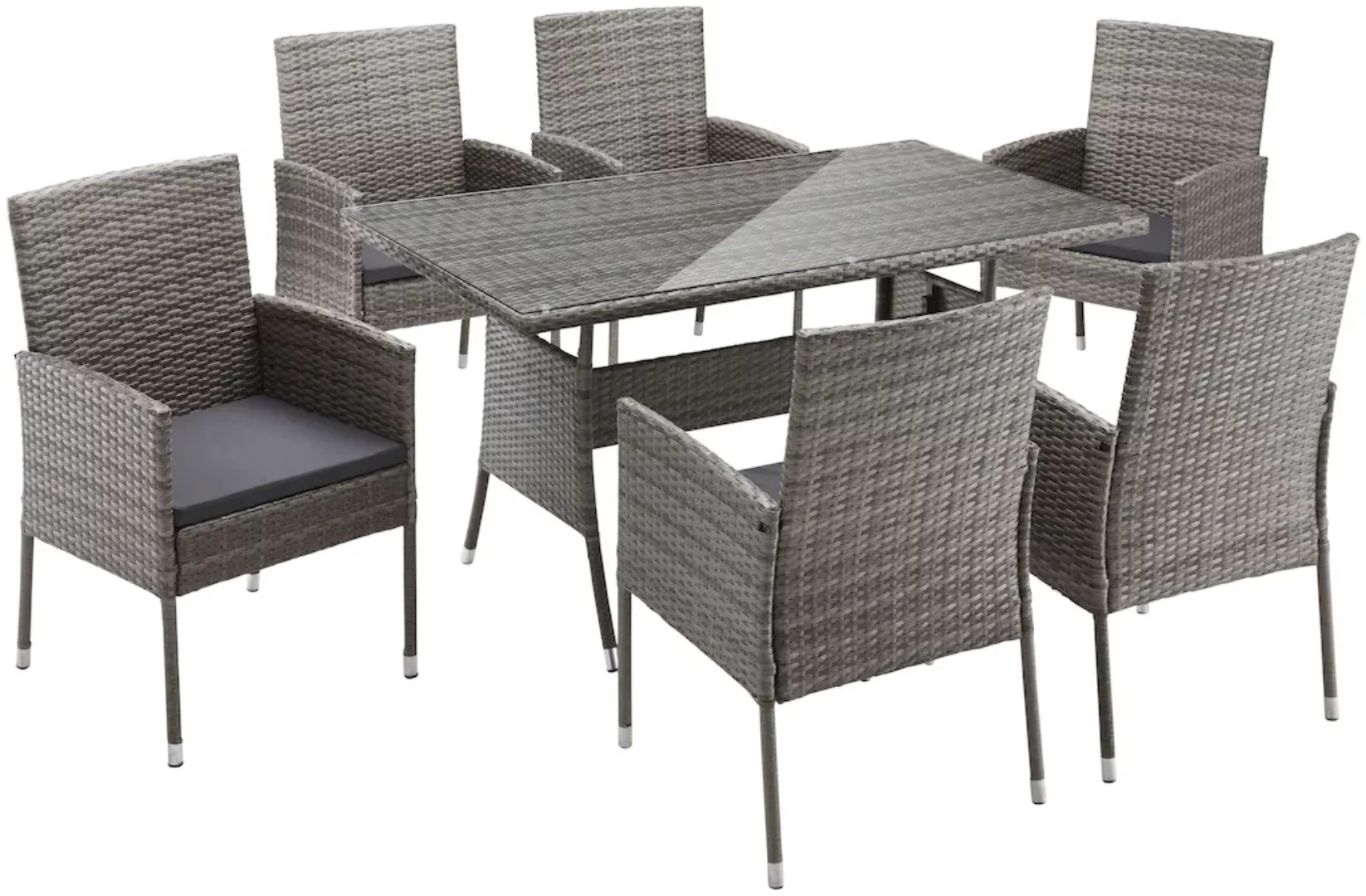 MERXX Garten-Essgruppe "Costa Rica", (13 tlg., 6x Sessel, 1x Tisch 140x80 c günstig online kaufen