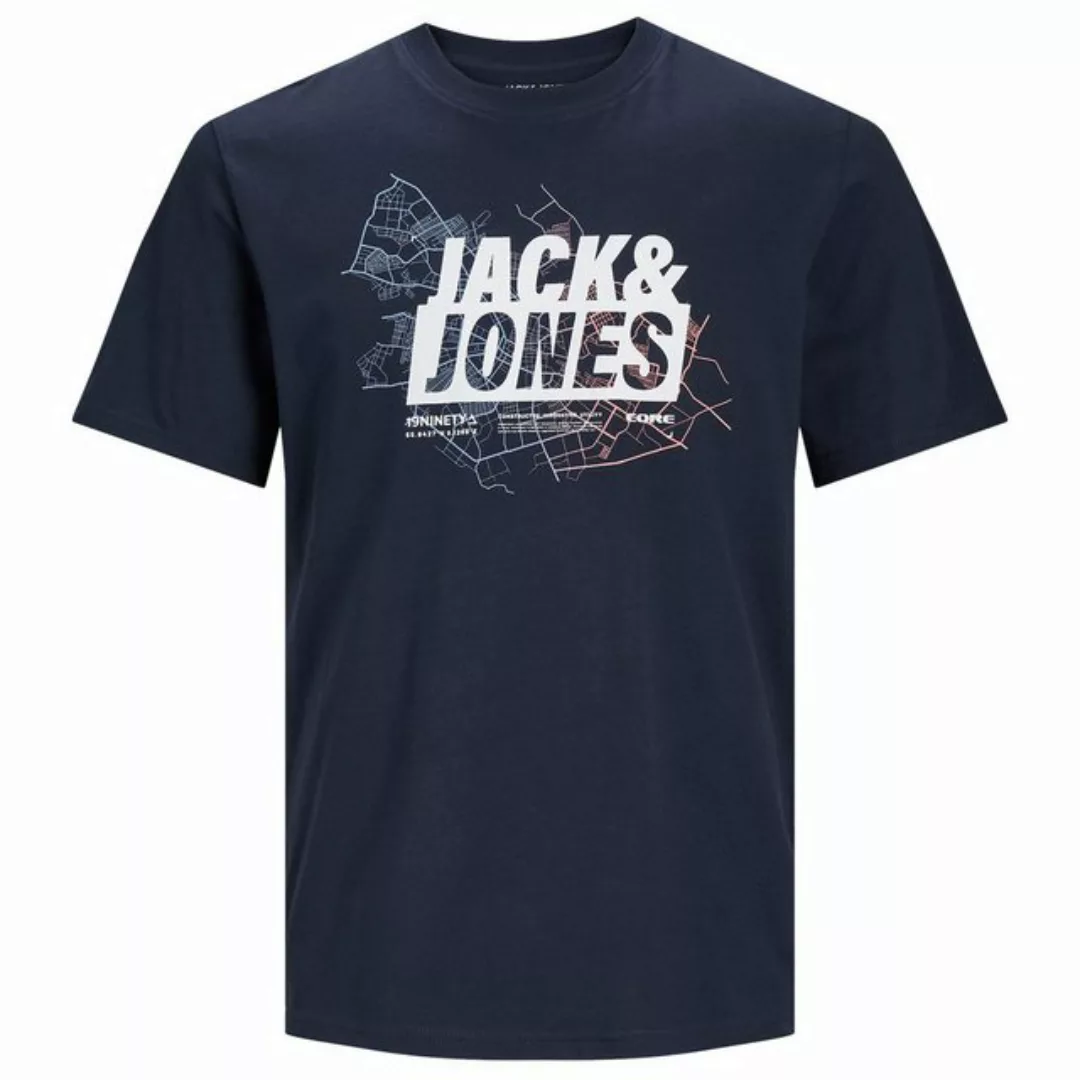 Jack & Jones Rundhalsshirt Große Größen Herren T-Shirt navy Logoprint Jack& günstig online kaufen