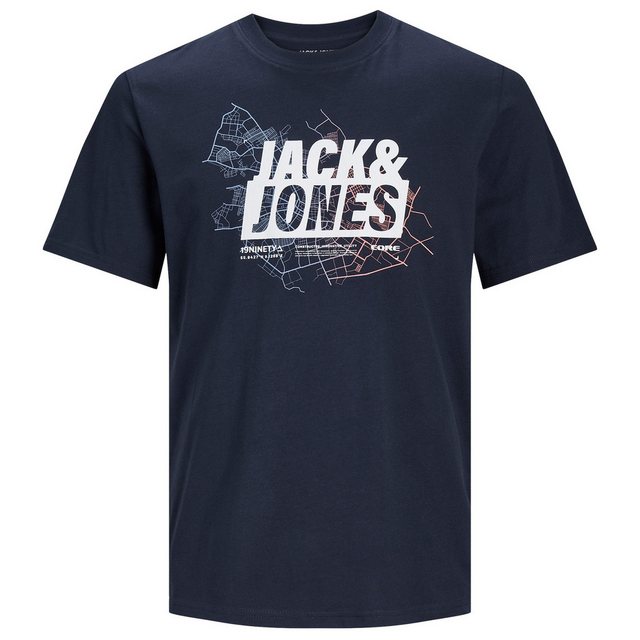 Jack & Jones Rundhalsshirt Jack&Jones XXL T-Shirt navy Logoprint JCOMAP günstig online kaufen