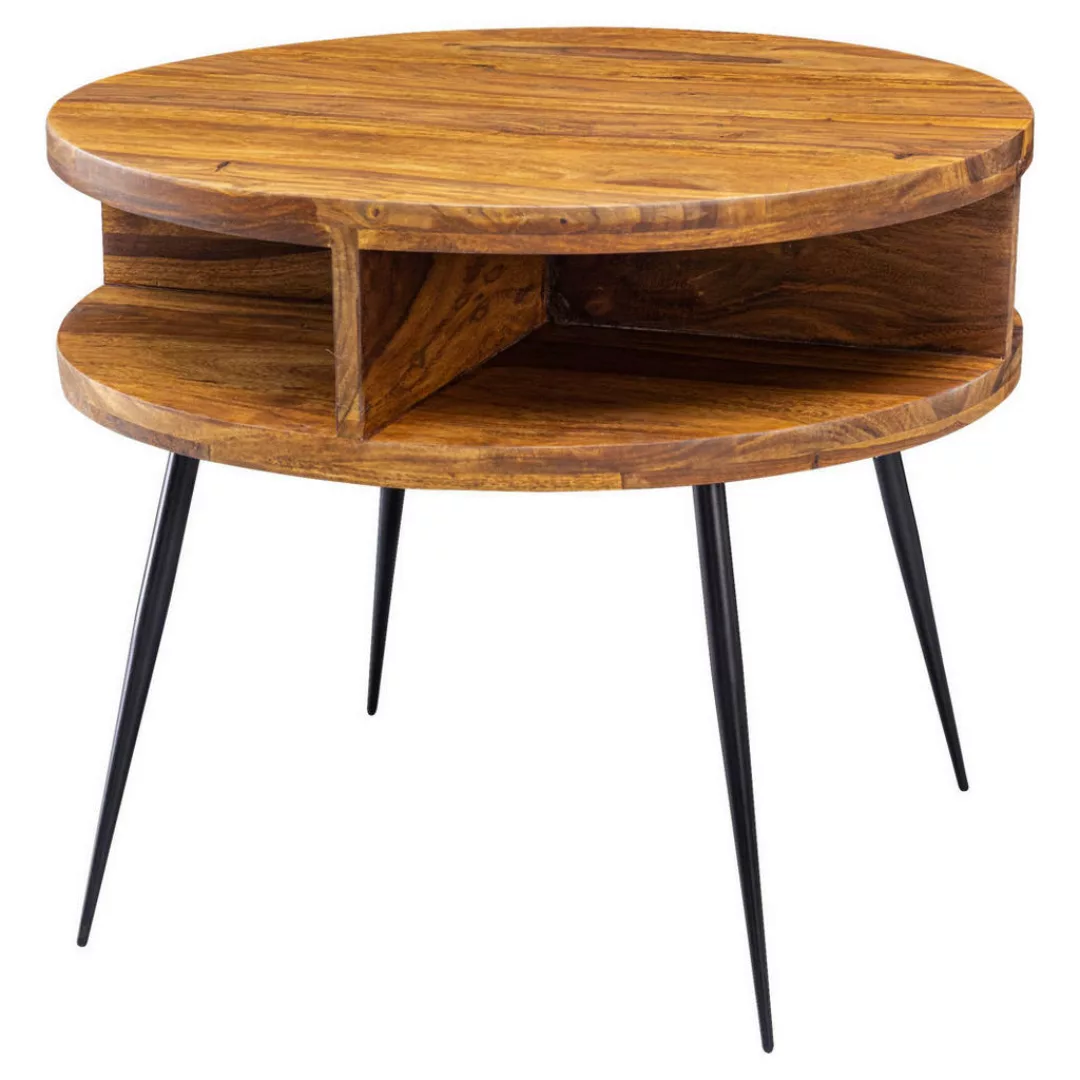Couchtisch Sheesham Massivholz / Metall 60x45x60 cm Tisch Wohnzimmer | Desi günstig online kaufen