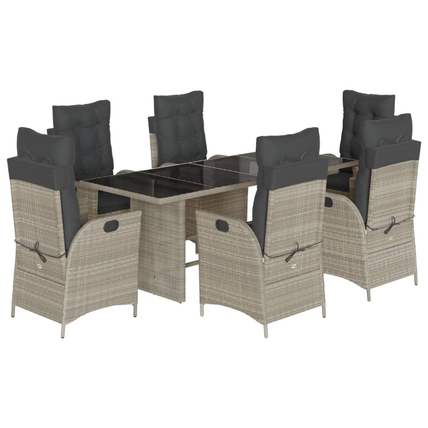 vidaXL 7-Tlg Garten-Essgruppe mit Kissen Hellgrau Poly Rattan 3213130 günstig online kaufen