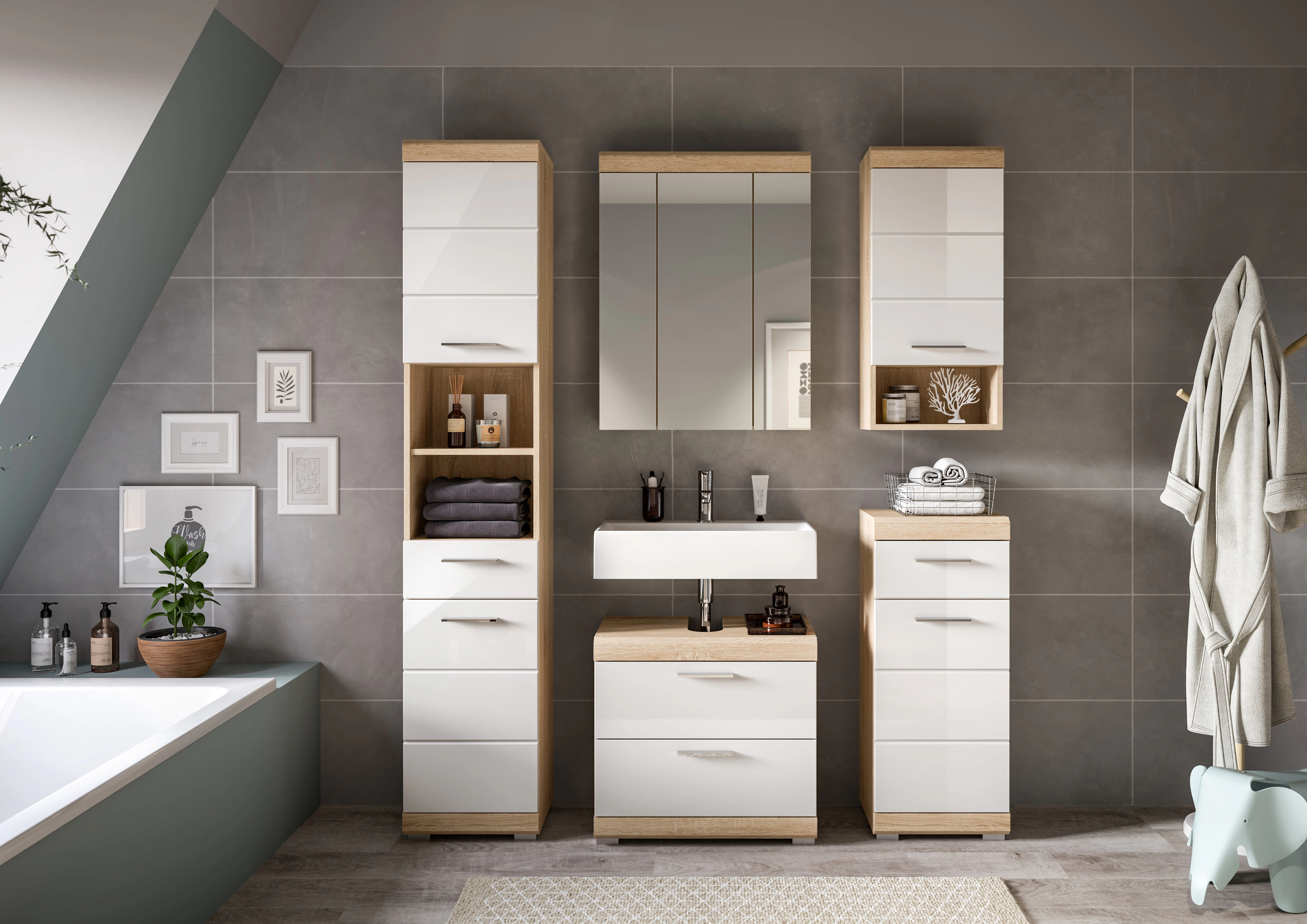 INOSIGN Badmöbel-Set »Siena, 5 teilig, bestehend aus:«, (Set), Hochschrank, günstig online kaufen