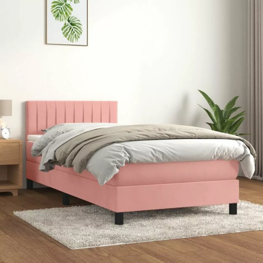 vidaXL Bett Boxspringbett mit Matratze Rosa 80x200 cm Samt günstig online kaufen