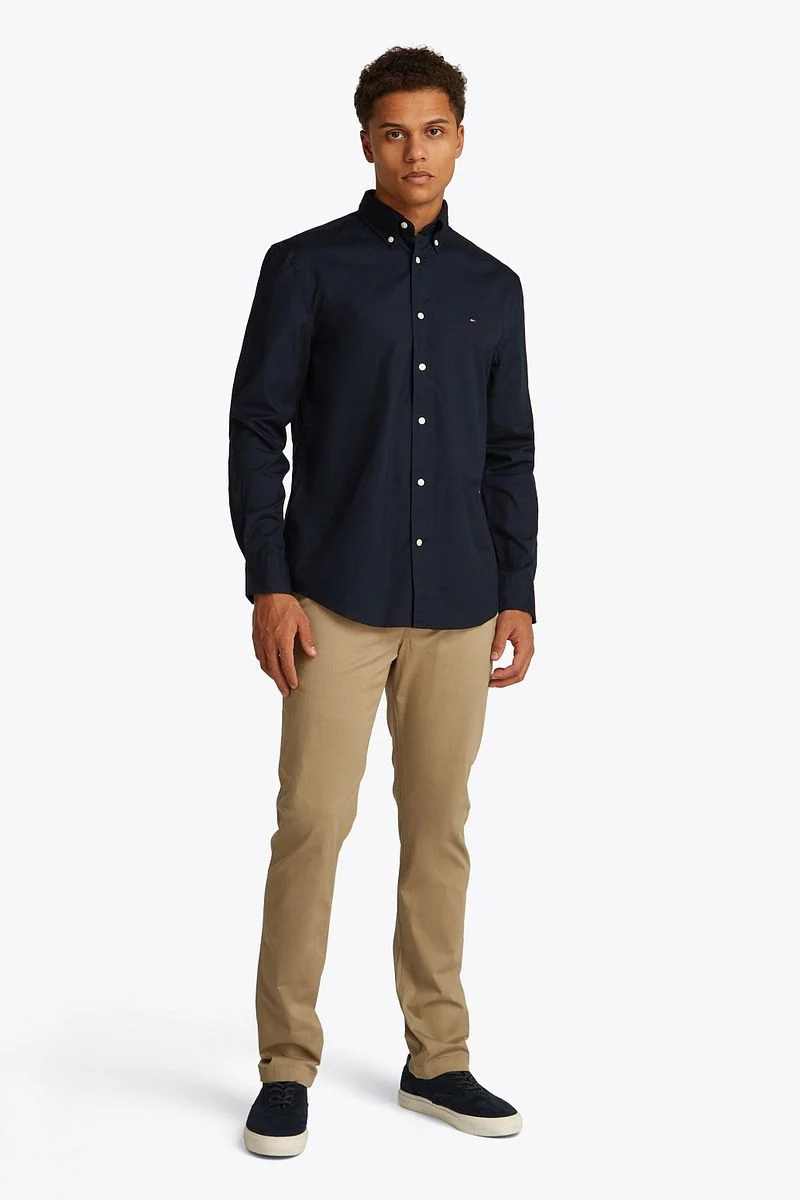 Tommy Hilfiger Poplin Hemd Flex Navy - Größe M günstig online kaufen