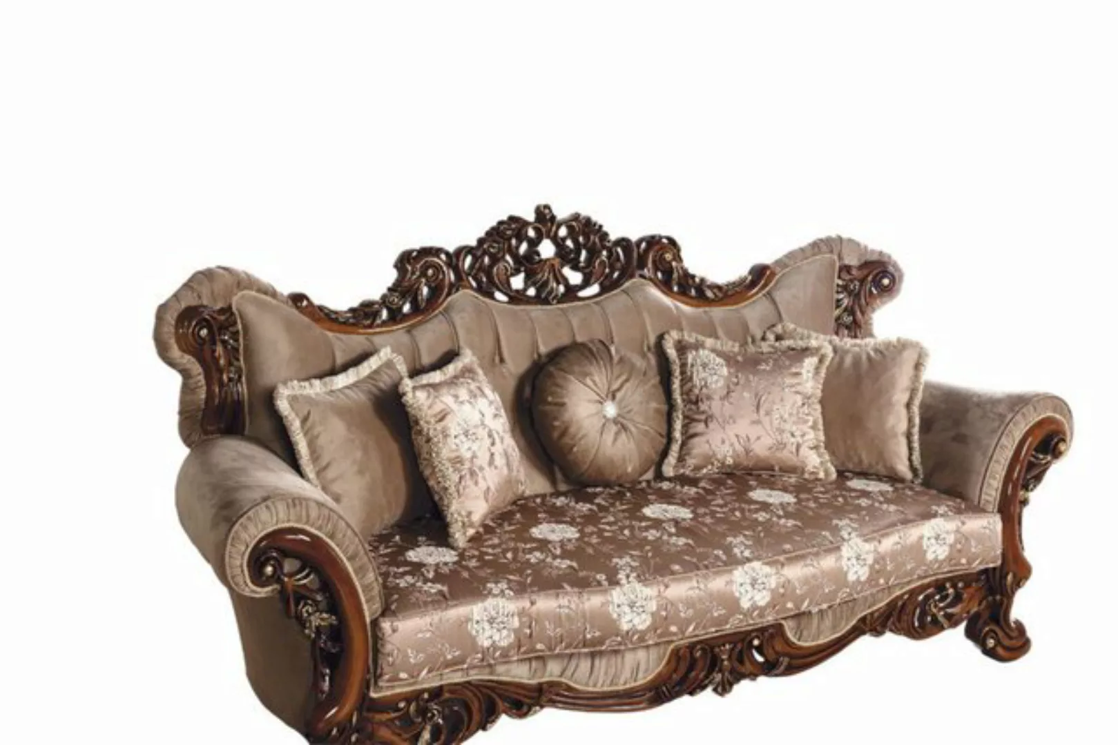 Xlmoebel Sofa Braunes Barock Chesterfield Sofa aus Stoff für drei Personen, günstig online kaufen