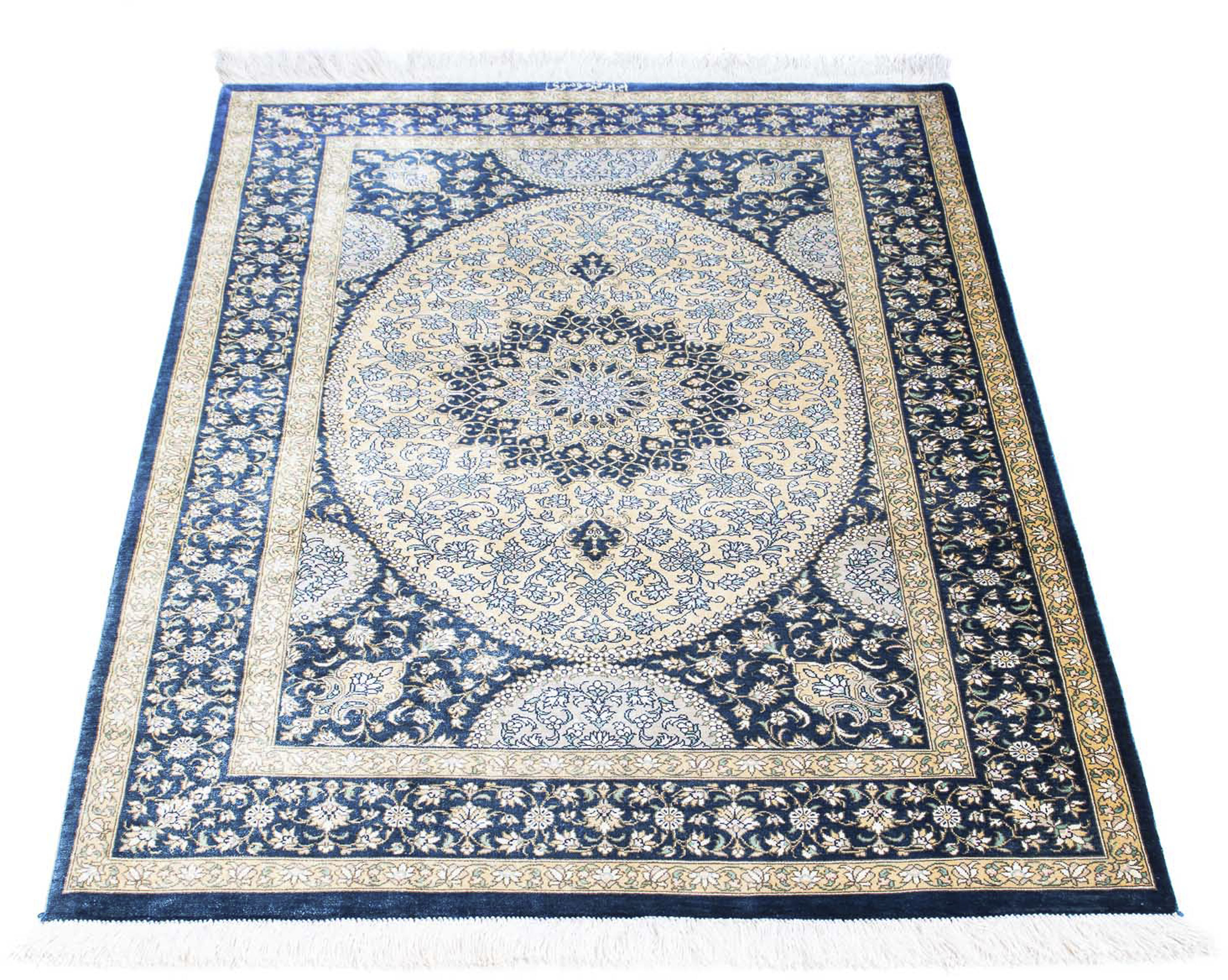 morgenland Orientteppich »Perser - Ghom - 111 x 73 cm - blau«, rechteckig, günstig online kaufen