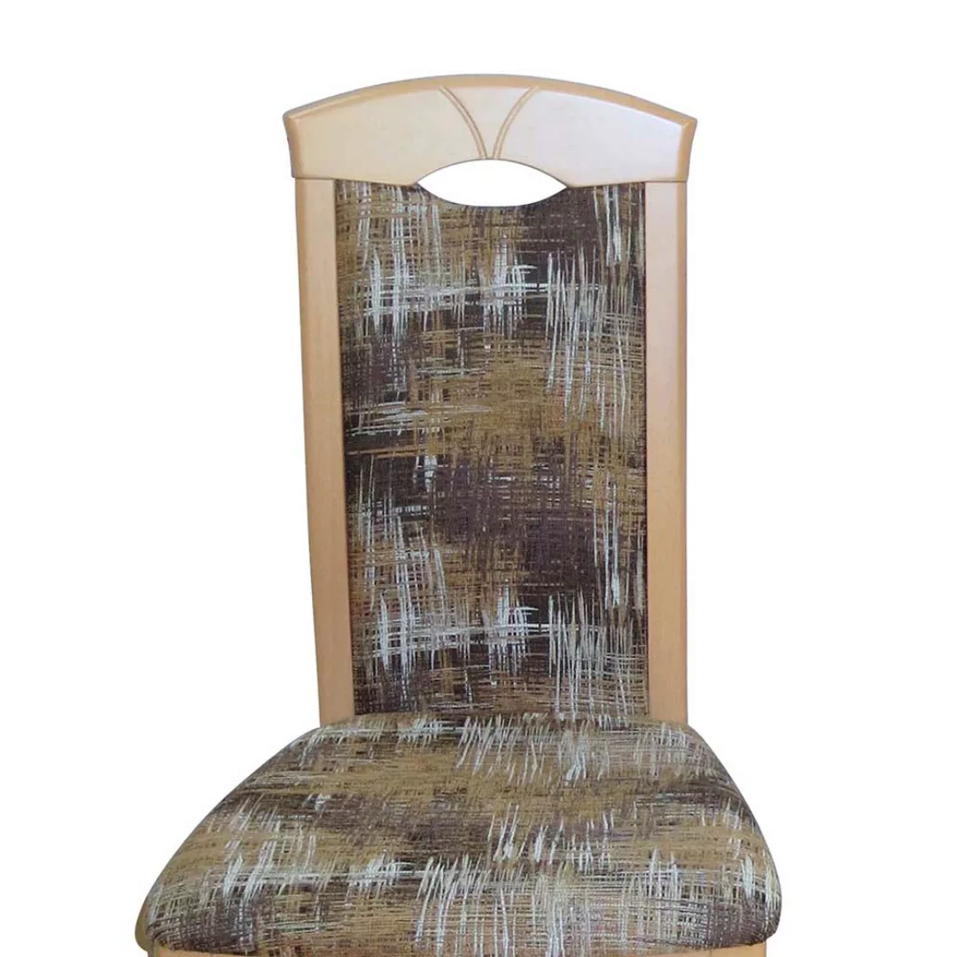 Stuhl Set aus Massivholz Buchefarben Bunt Webstoff (2er Set) günstig online kaufen