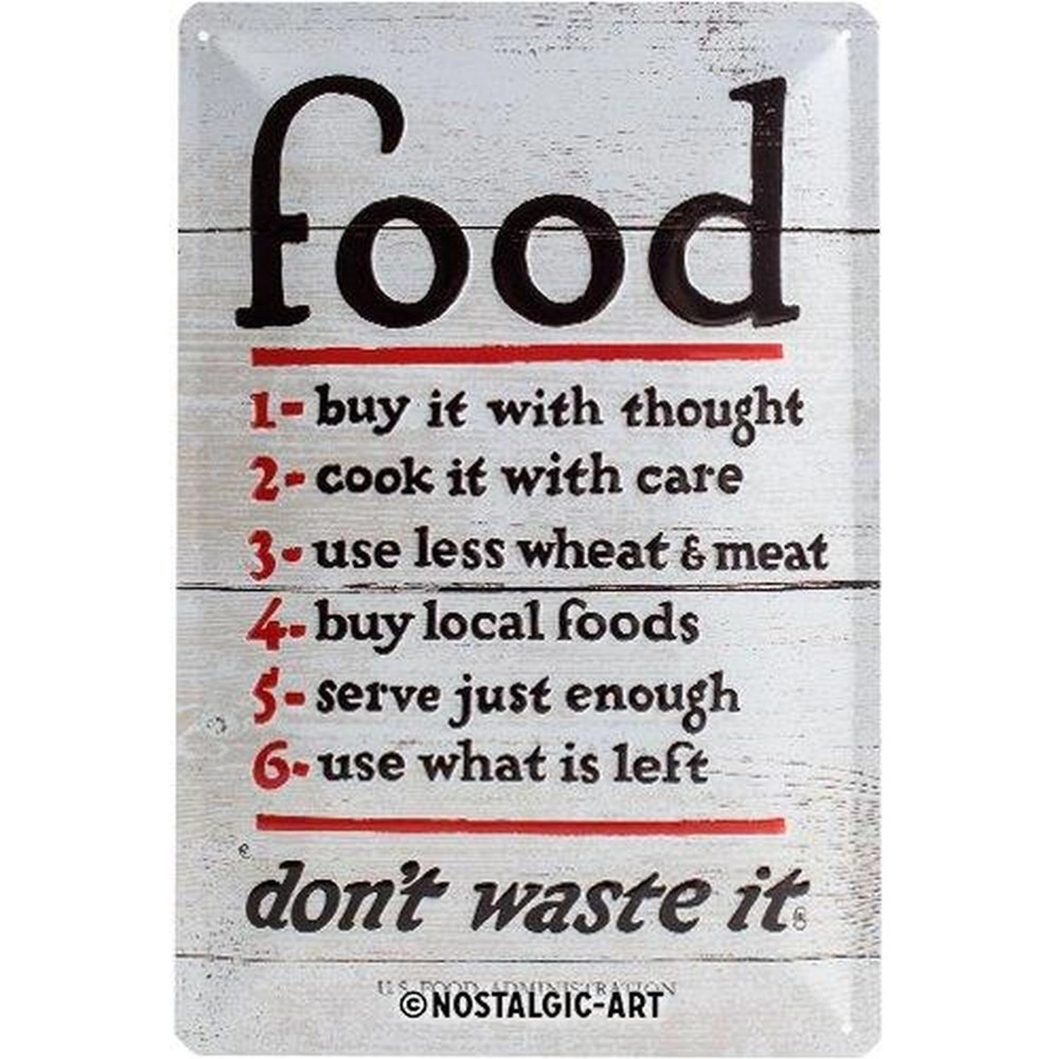 Nostalgic-Art Blechschild 20 x 30cm - Home & Country - Food Don’t Waste It günstig online kaufen