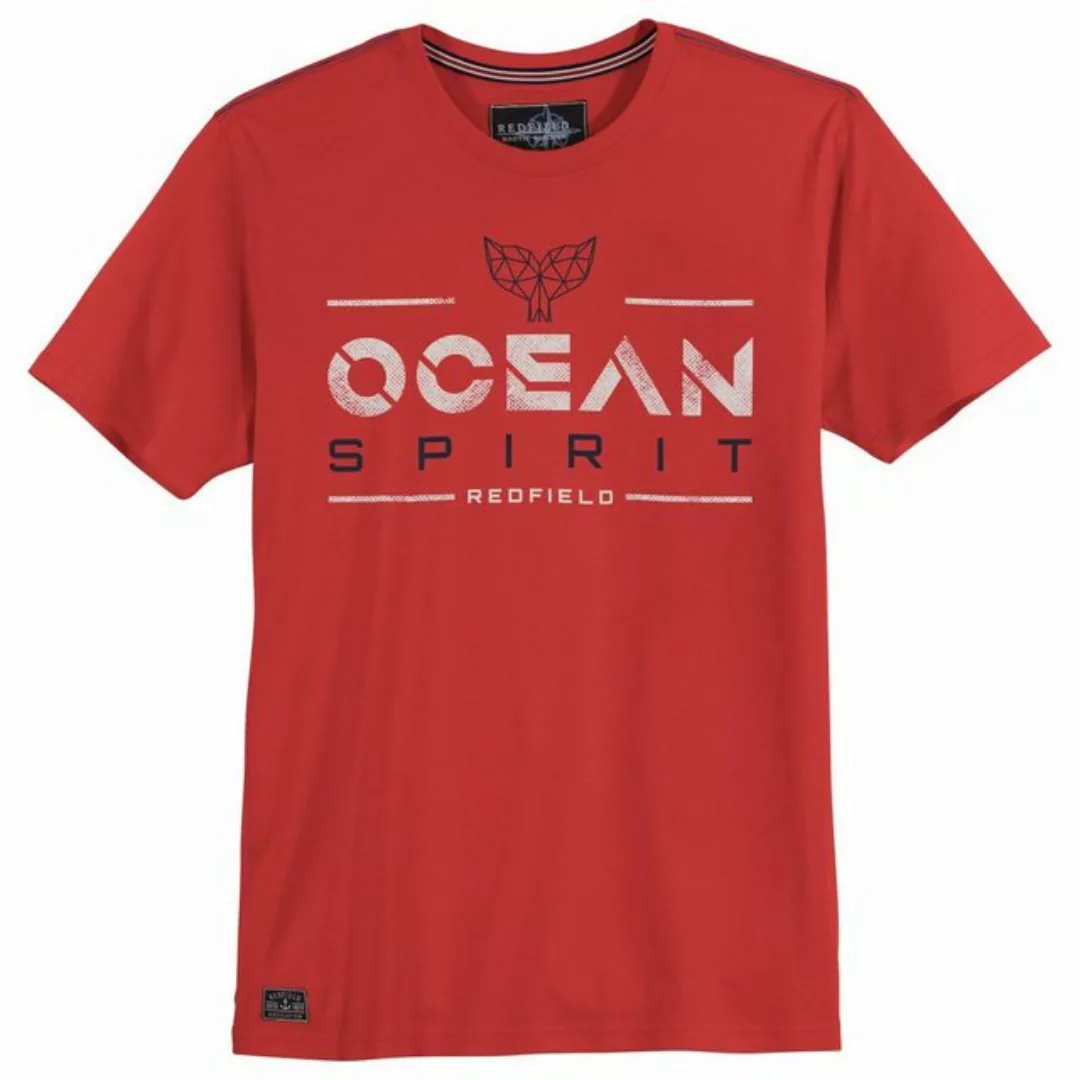 redfield Rundhalsshirt Große Größen Herren T-Shirt rot Print Ocean Spirit R günstig online kaufen