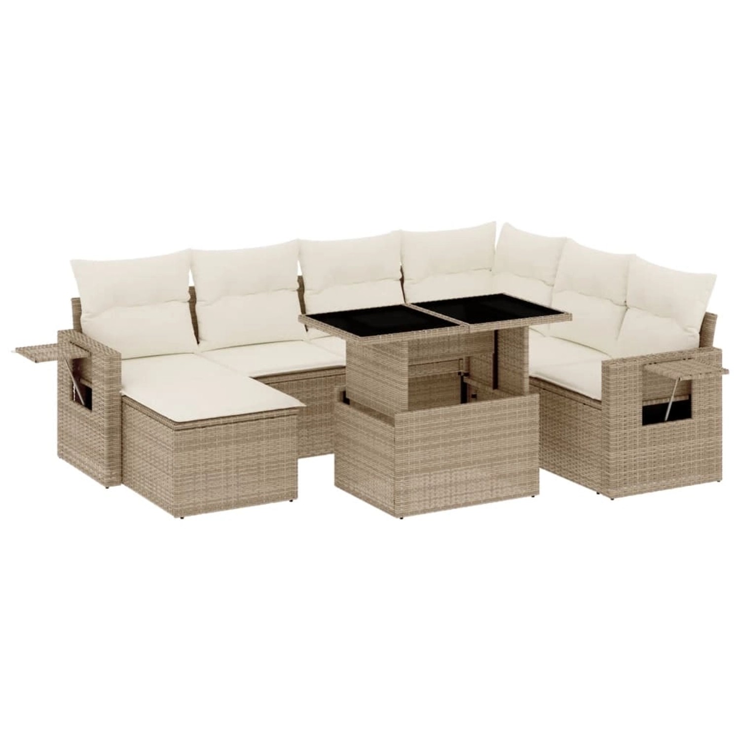 vidaXL 8-Tlg Garten-Sofagarnitur mit Kissen Beige Poly Rattan 3268068 günstig online kaufen