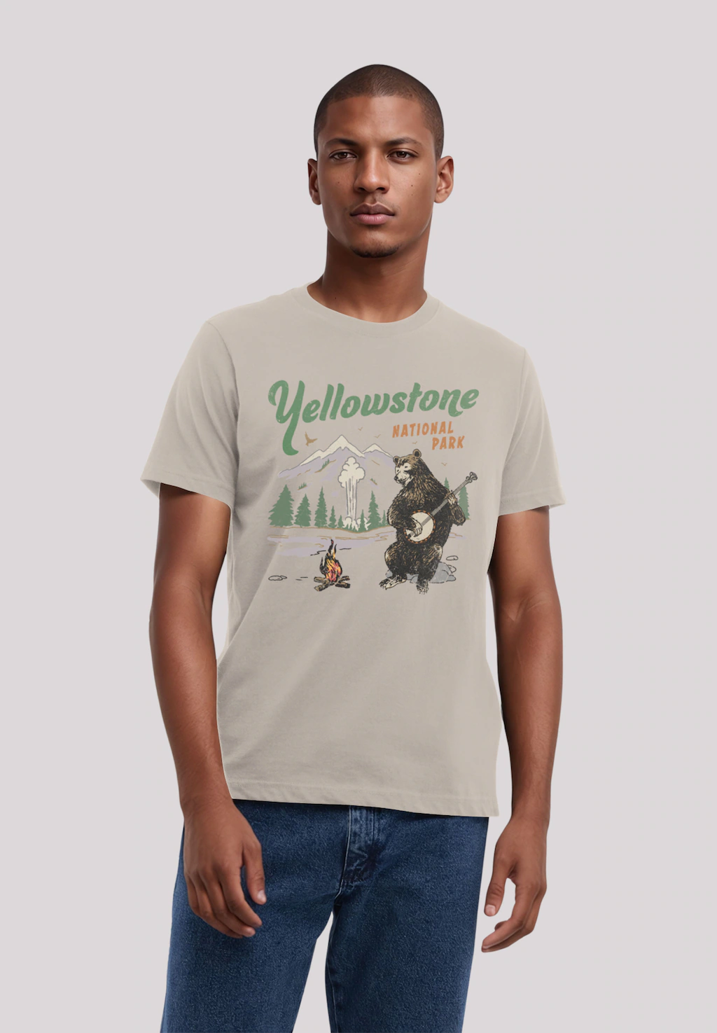 F4NT4STIC T-Shirt "US National Parks Yellowstone Bear Playing Banjo", Premi günstig online kaufen