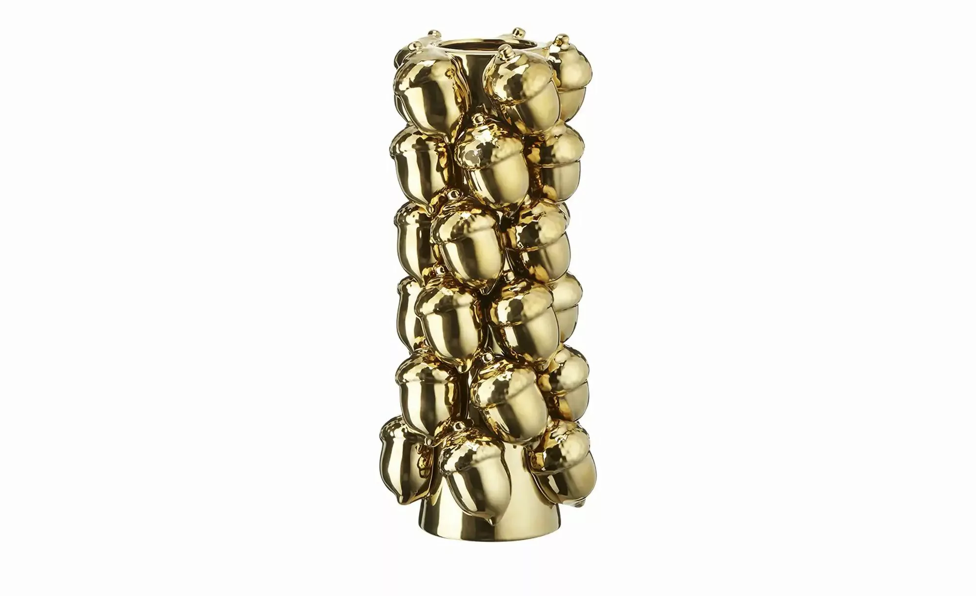 HOME STORY Vase 3D Eicheln   ¦ gold ¦ Dolomite ¦ Maße (cm): H: 30  Ø: 12.5 günstig online kaufen