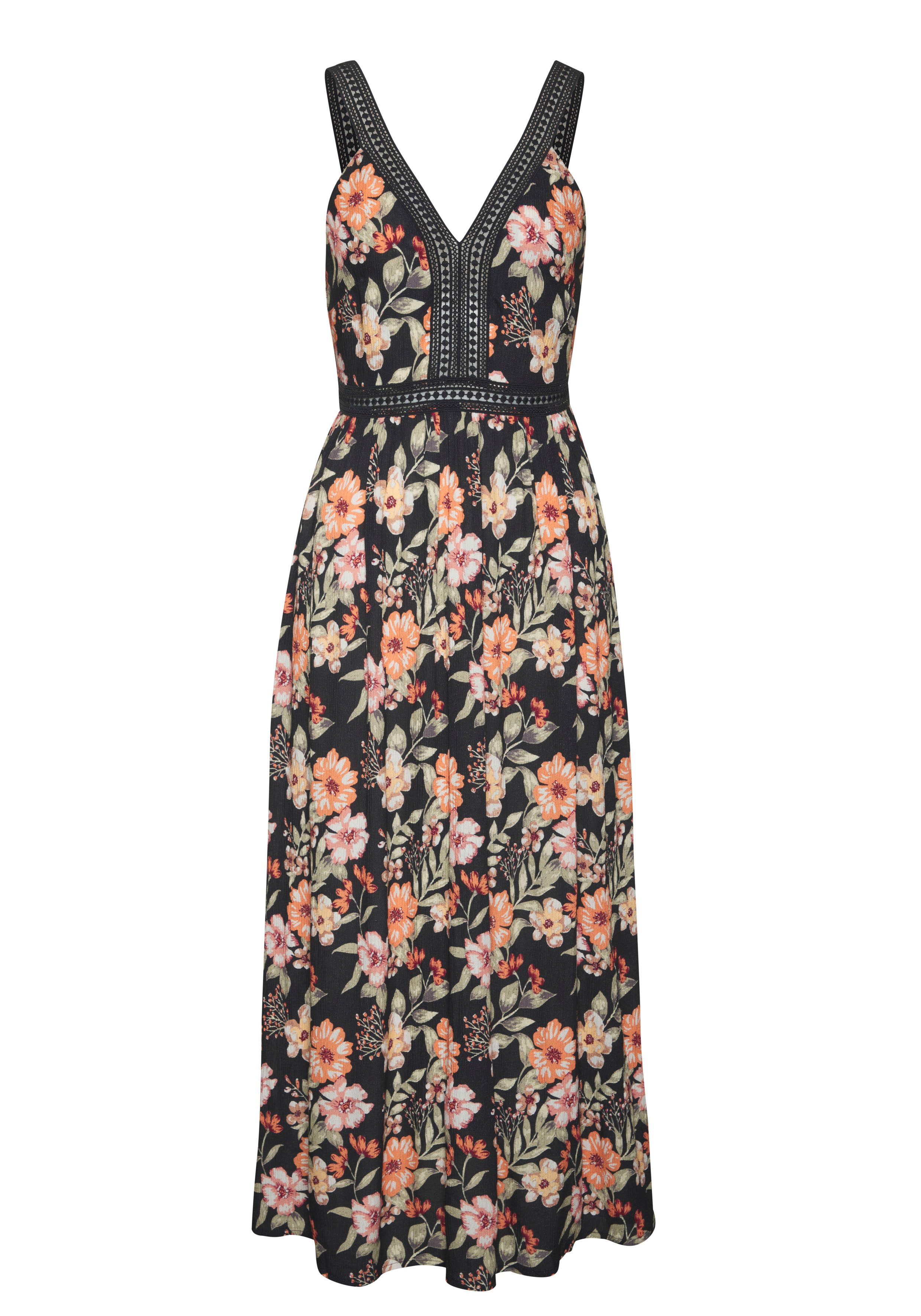 Buffalo Maxikleid, mit Blumenmuster und Spitze günstig online kaufen
